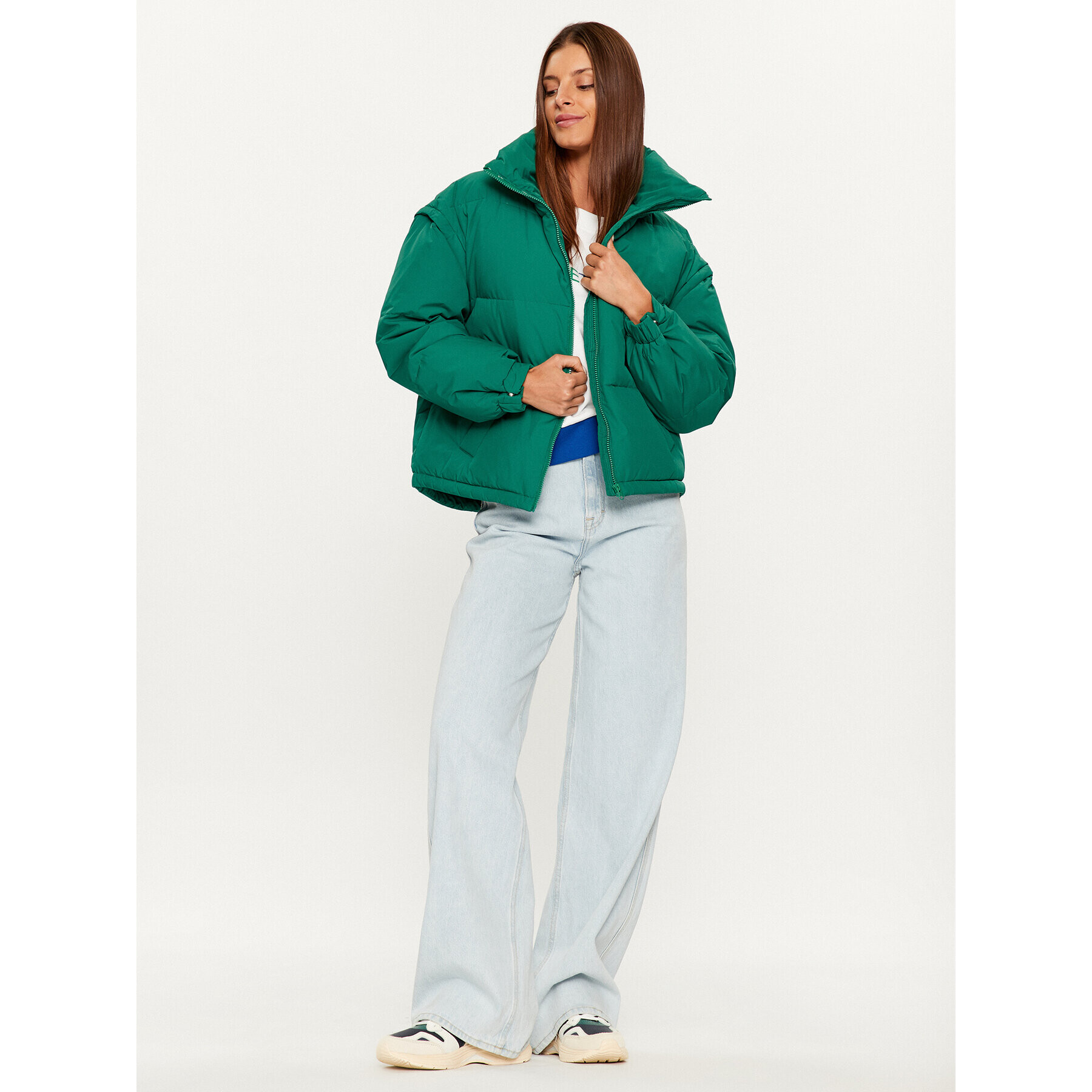 United Colors Of Benetton Geacă din puf 2JF8DN02R Verde Relaxed Fit - Pled.ro