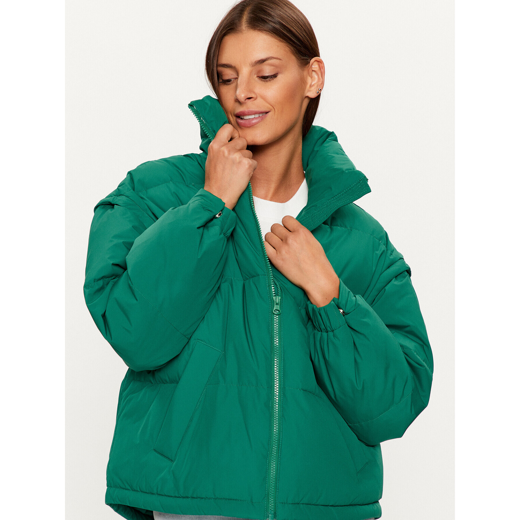 United Colors Of Benetton Geacă din puf 2JF8DN02R Verde Relaxed Fit - Pled.ro