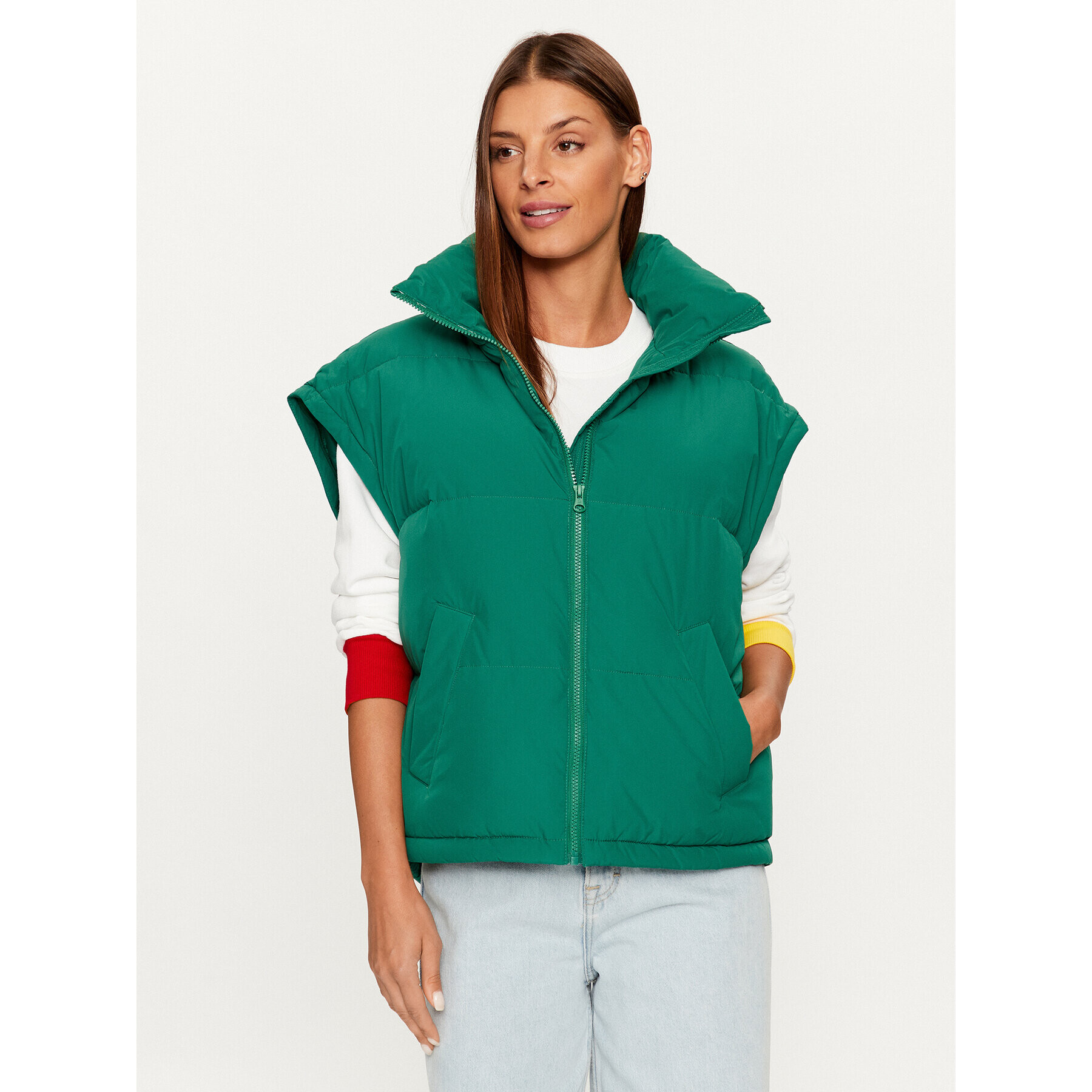 United Colors Of Benetton Geacă din puf 2JF8DN02R Verde Relaxed Fit - Pled.ro