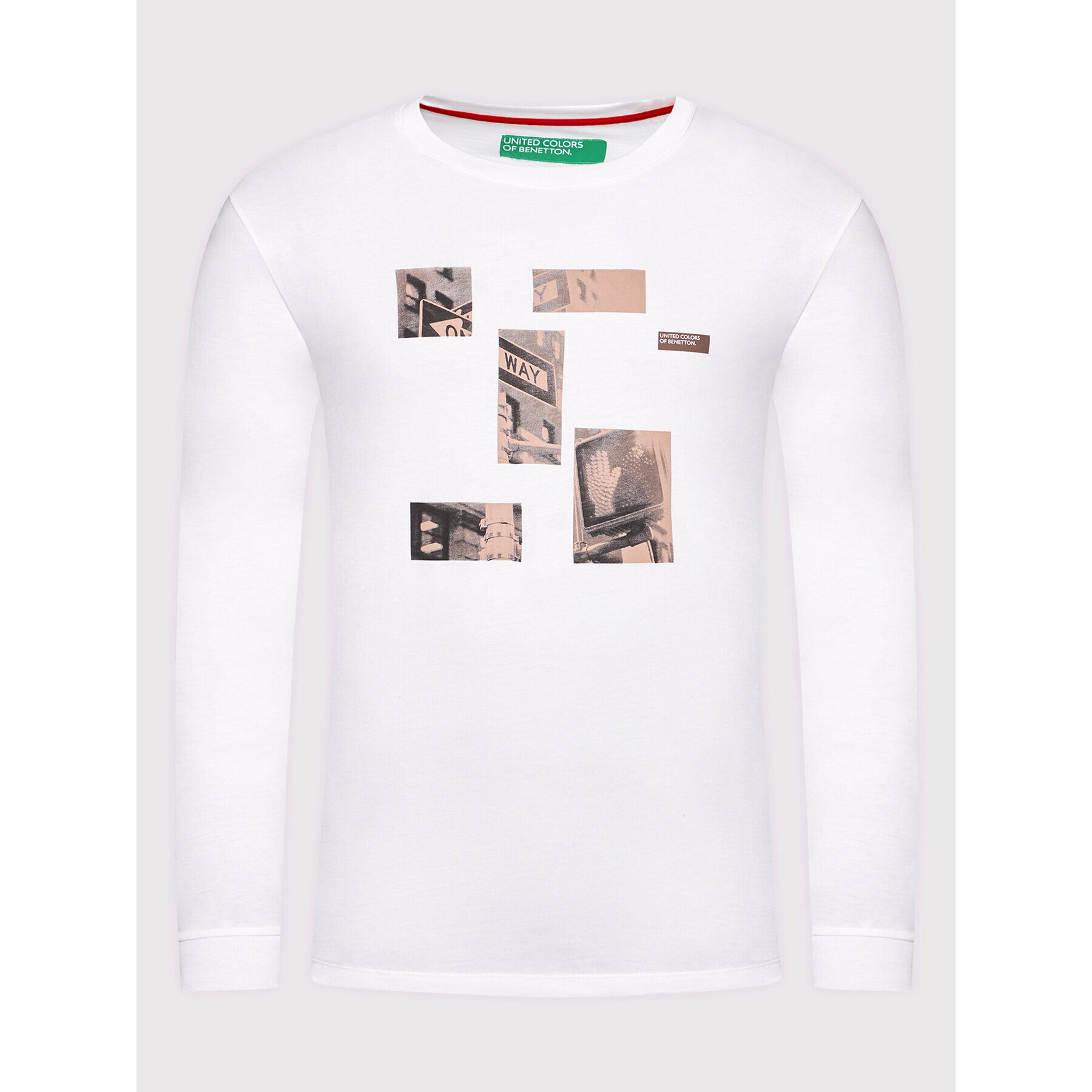 United Colors Of Benetton Longsleeve 3096U100V Alb Regular Fit - Pled.ro