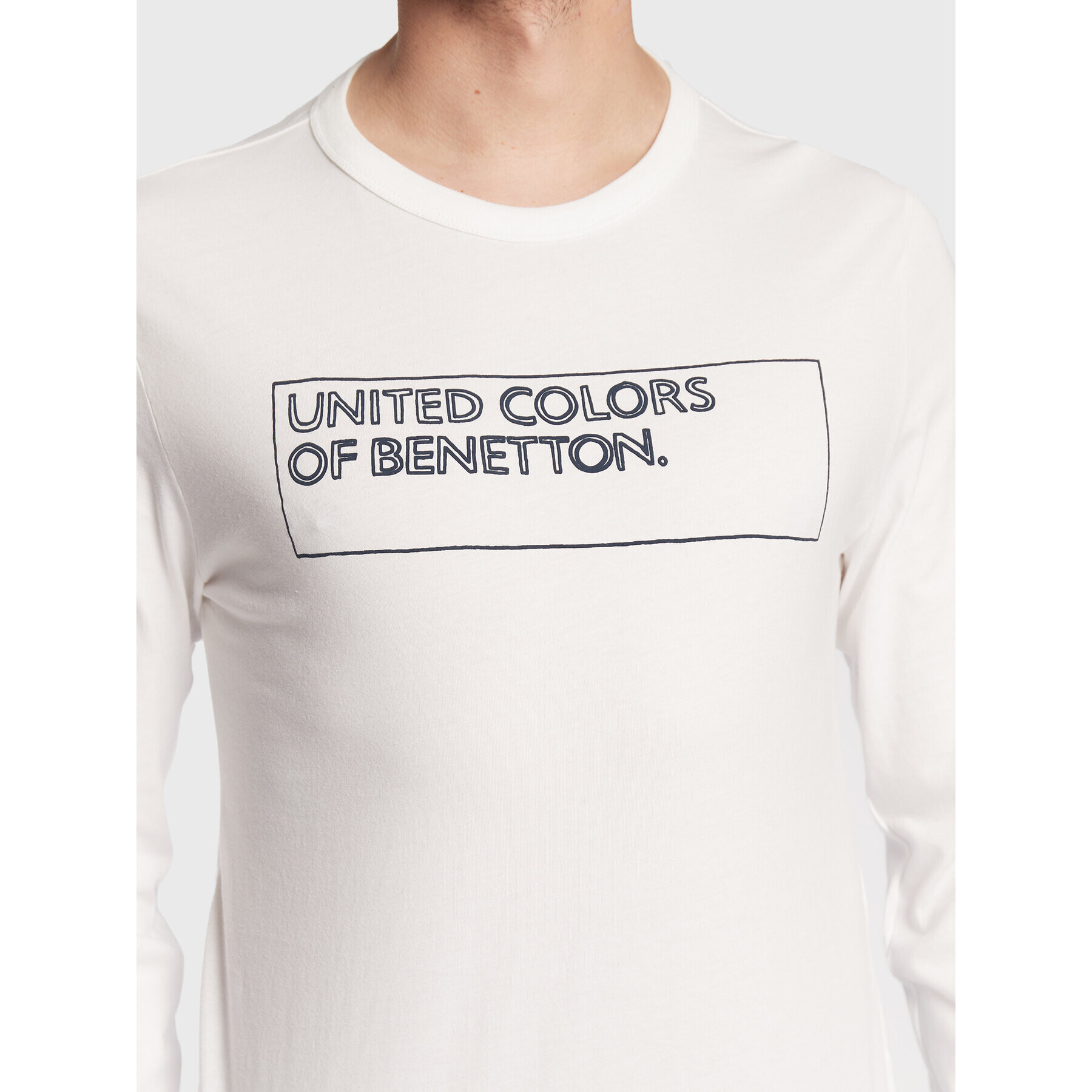 United Colors Of Benetton Longsleeve 3I1XU1034 Alb Regular Fit - Pled.ro