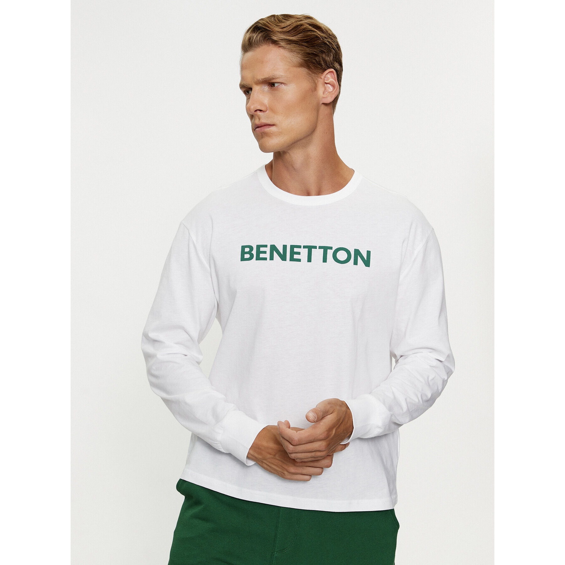 United Colors Of Benetton Longsleeve 3I1XU1034 Alb Regular Fit - Pled.ro