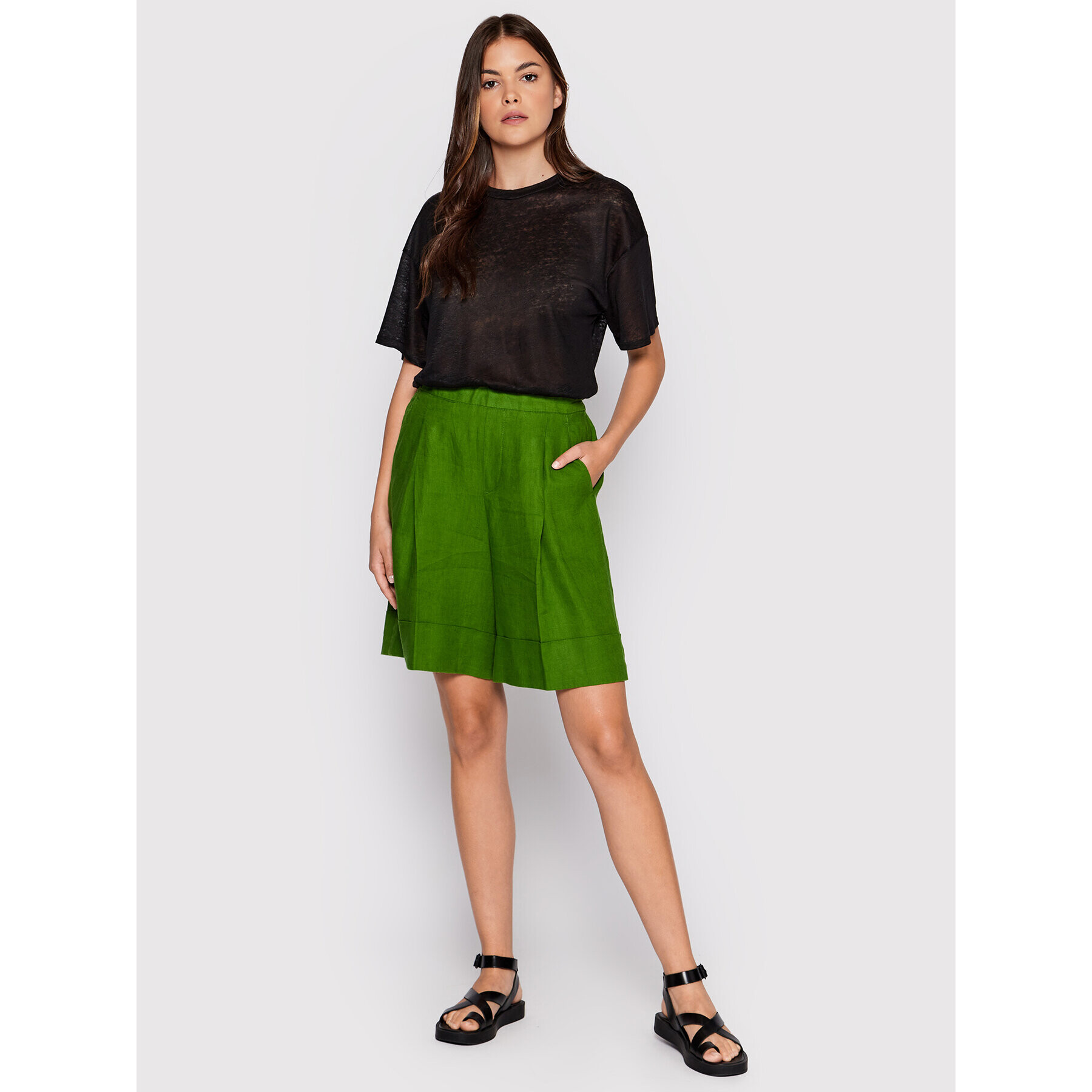 United Colors Of Benetton Pantalon scurți din material 4AGHD900D Verde Relaxed Fit - Pled.ro