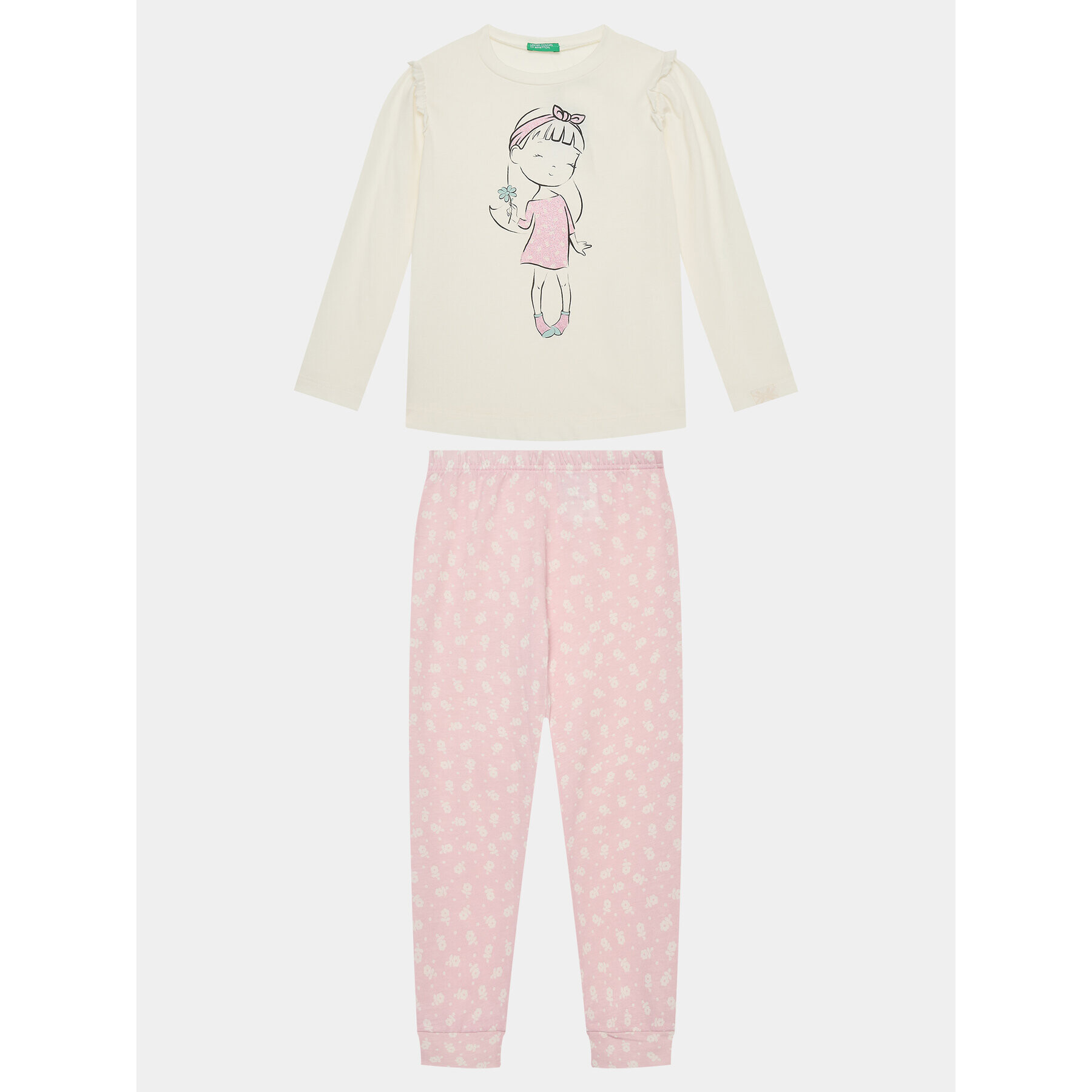 United Colors Of Benetton Pijama 3Y5E0P04U Écru Regular Fit - Pled.ro