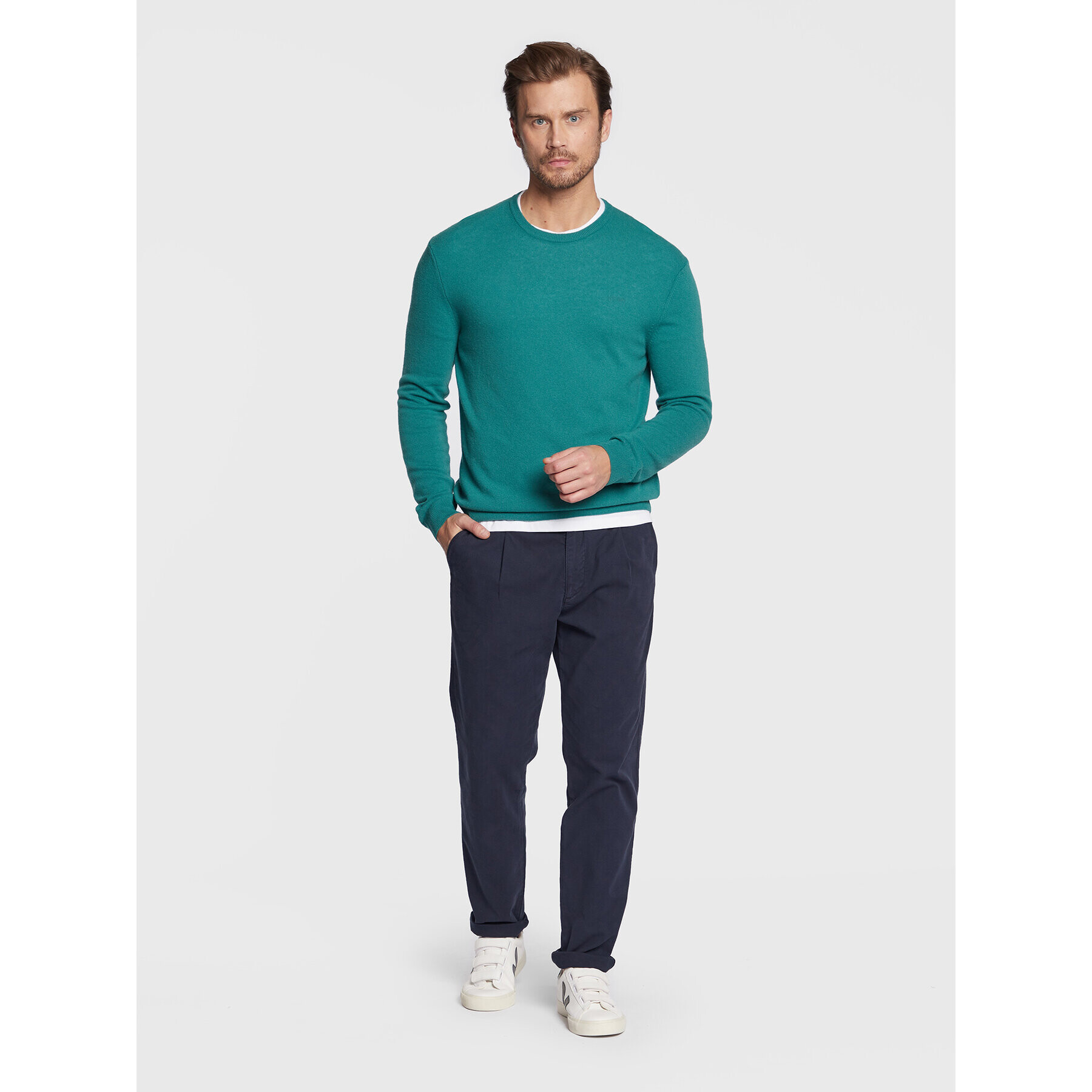 United Colors Of Benetton Pulover 1002U1G34 Verde Regular Fit - Pled.ro