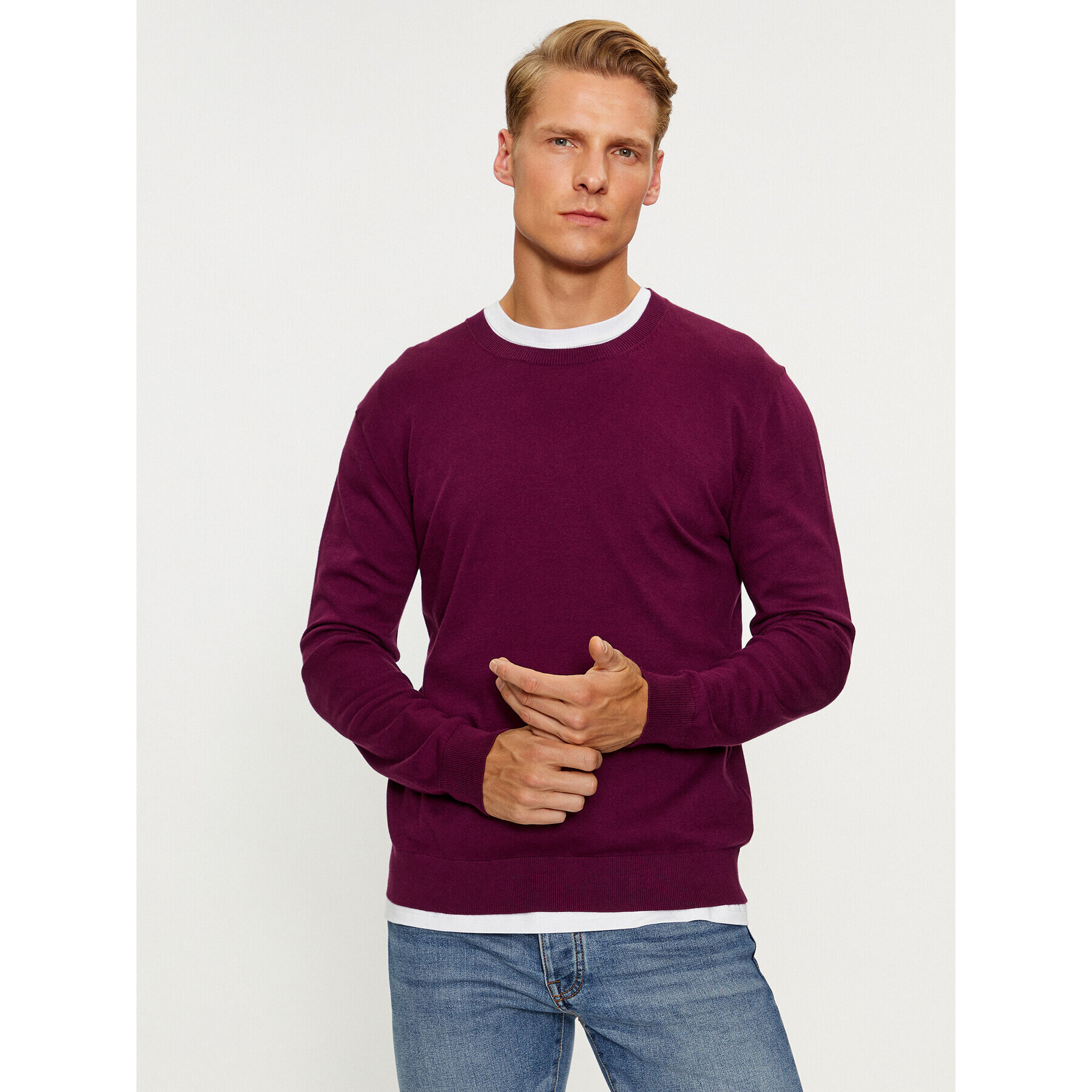 United Colors Of Benetton Pulover 10CVU1N60 Violet Regular Fit - Pled.ro