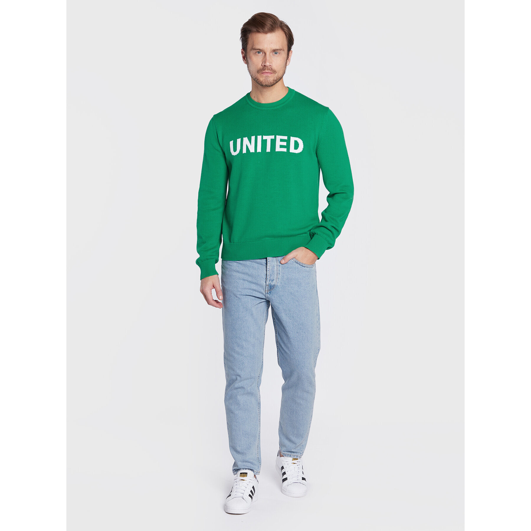 United Colors Of Benetton Pulover 1394K101W Verde Regular Fit - Pled.ro