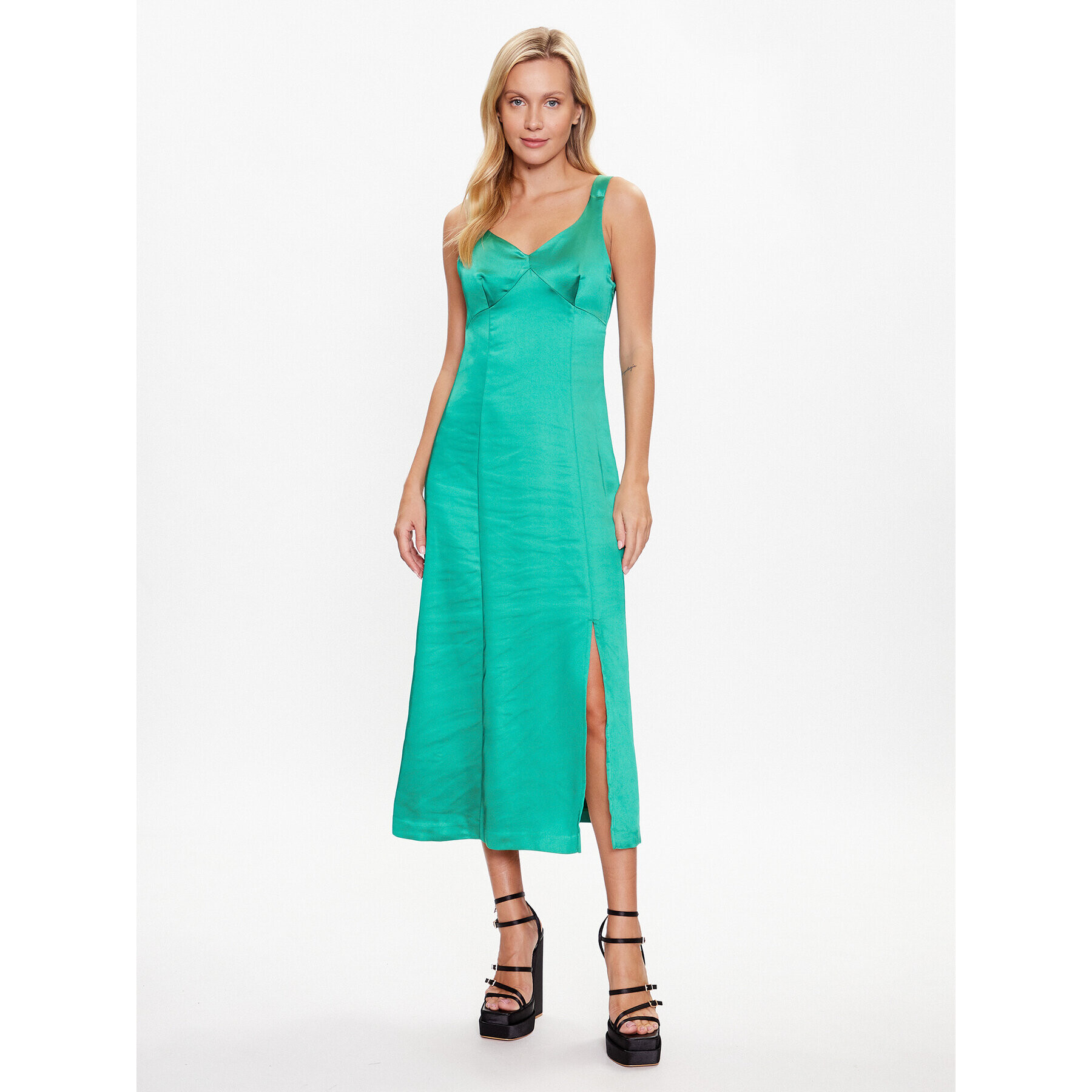 United Colors Of Benetton Rochie de zi 40V4DV04M Verde Regular Fit - Pled.ro