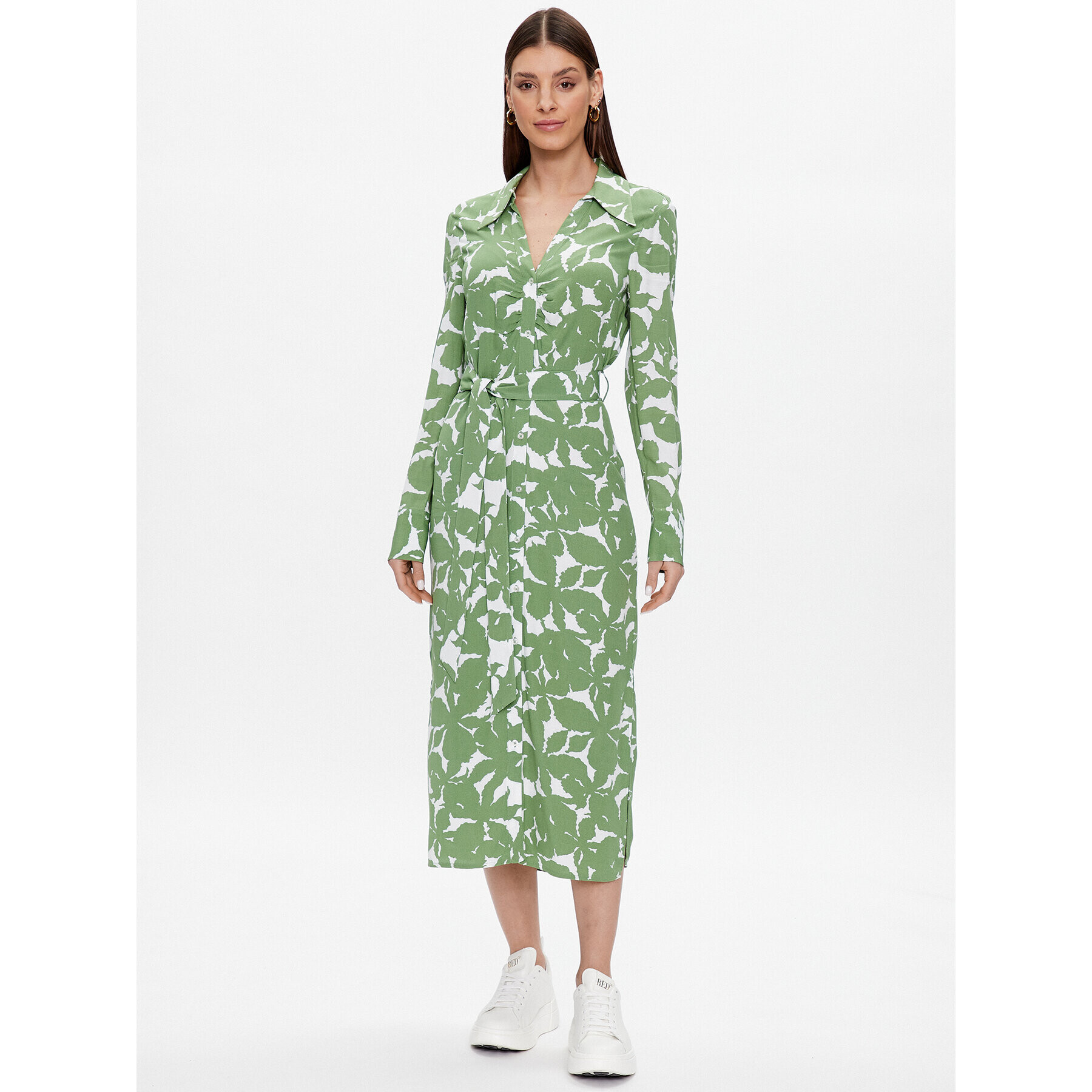 United Colors Of Benetton Rochie tip cămașă 43UEDV02X Verde Regular Fit - Pled.ro