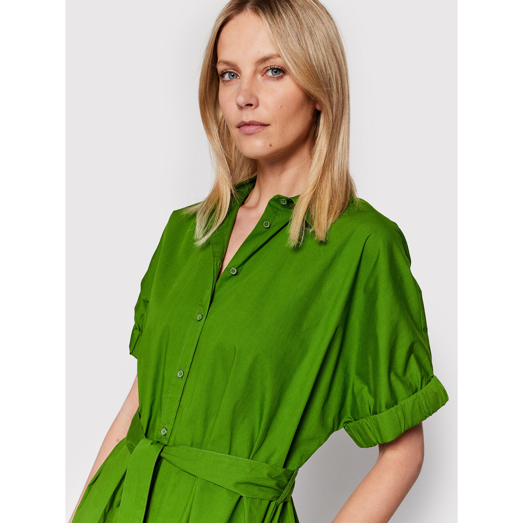 United Colors Of Benetton Rochie tip cămașă 4EW7DV01K Verde Regular Fit - Pled.ro