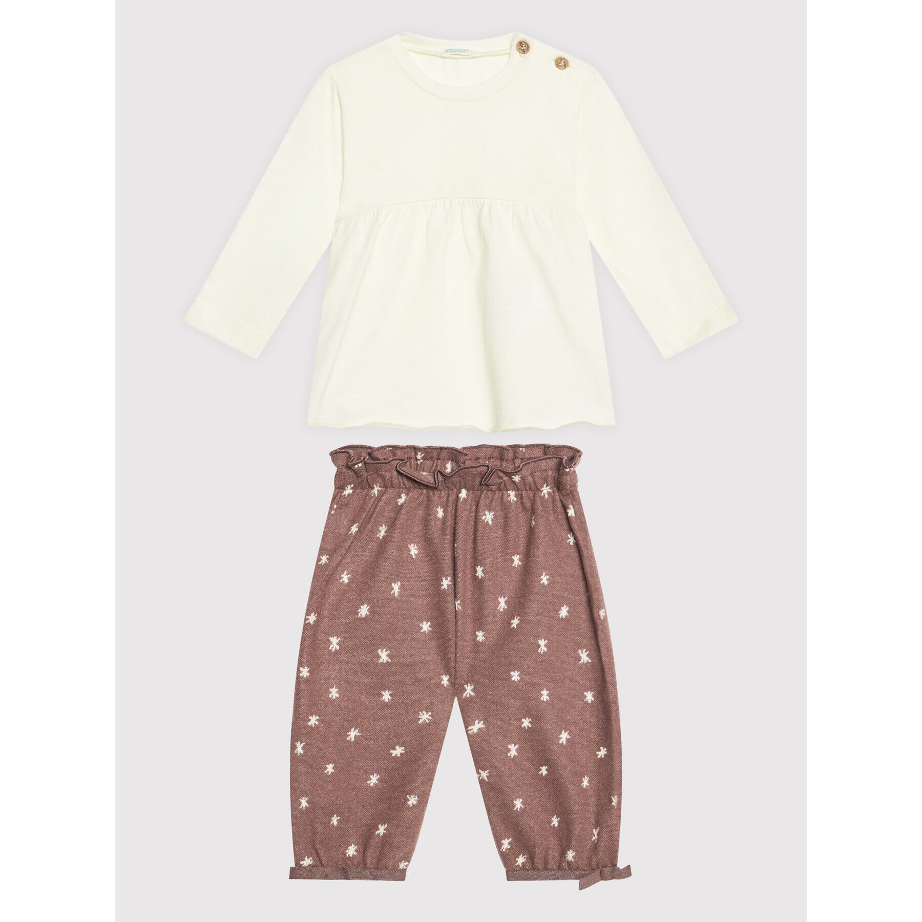 United Colors Of Benetton Set bluză și pantalon 3ATNMM29H Bej Relaxed Fit - Pled.ro