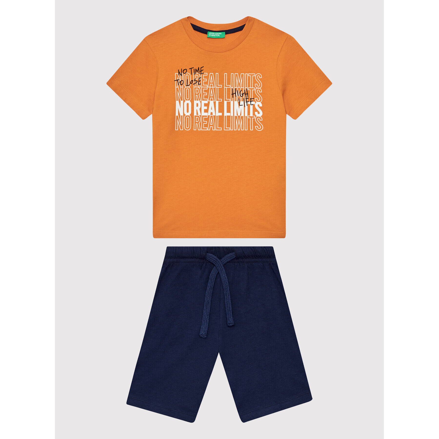 United Colors Of Benetton Set tricou și pantaloni scurți 3096CK002 Portocaliu Regular Fit - Pled.ro