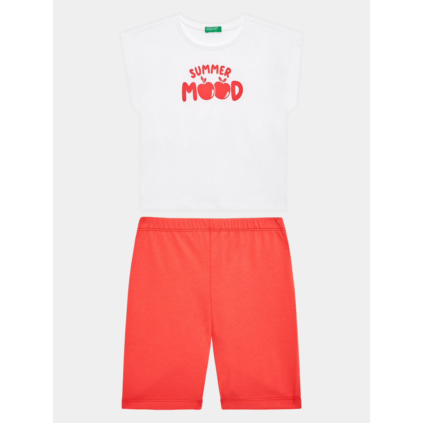 United Colors Of Benetton Set tricou și pantaloni scurți 3096GK008 Alb Regular Fit - Pled.ro