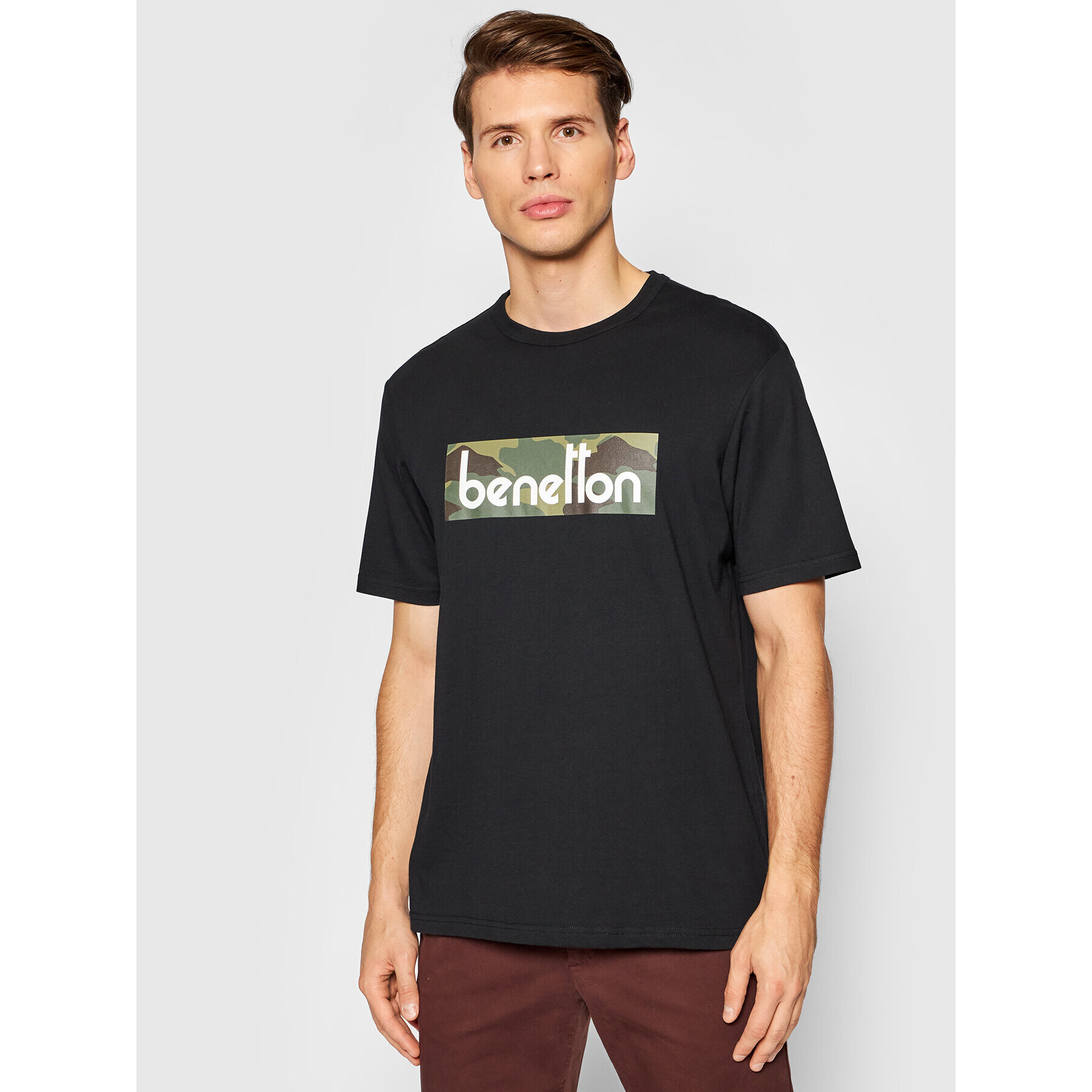 United Colors Of Benetton Tricou 3096J17H6 Negru Regular Fit - Pled.ro