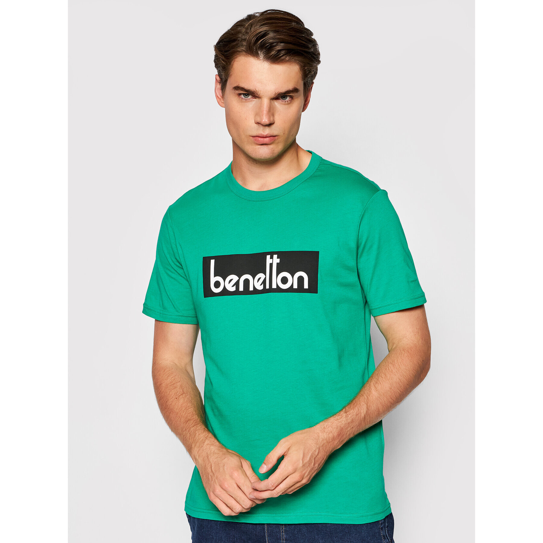 United Colors Of Benetton Tricou 3096J17H6 Verde Regular Fit - Pled.ro