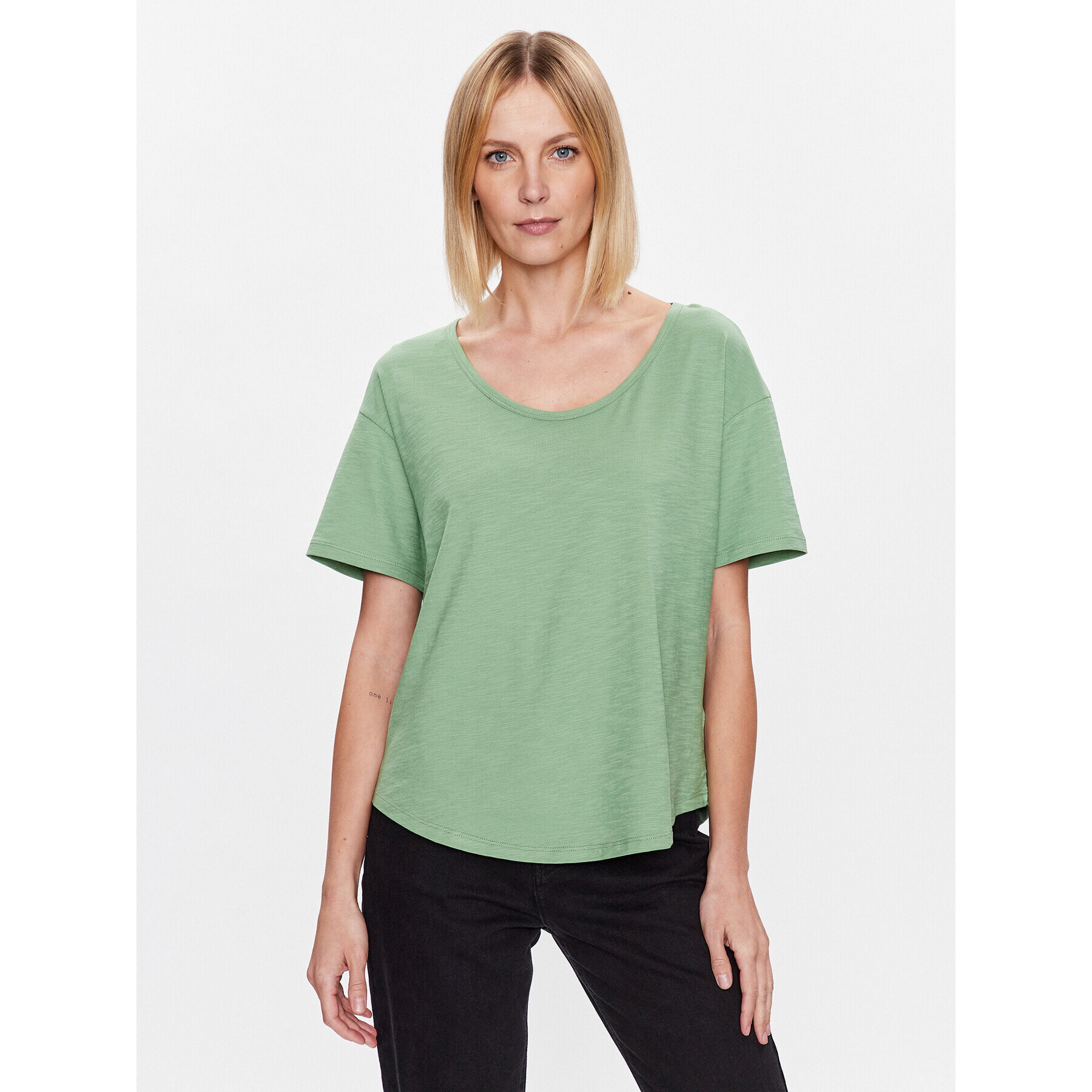 United Colors Of Benetton Tricou 3BVXD1033 Verde Relaxed Fit - Pled.ro