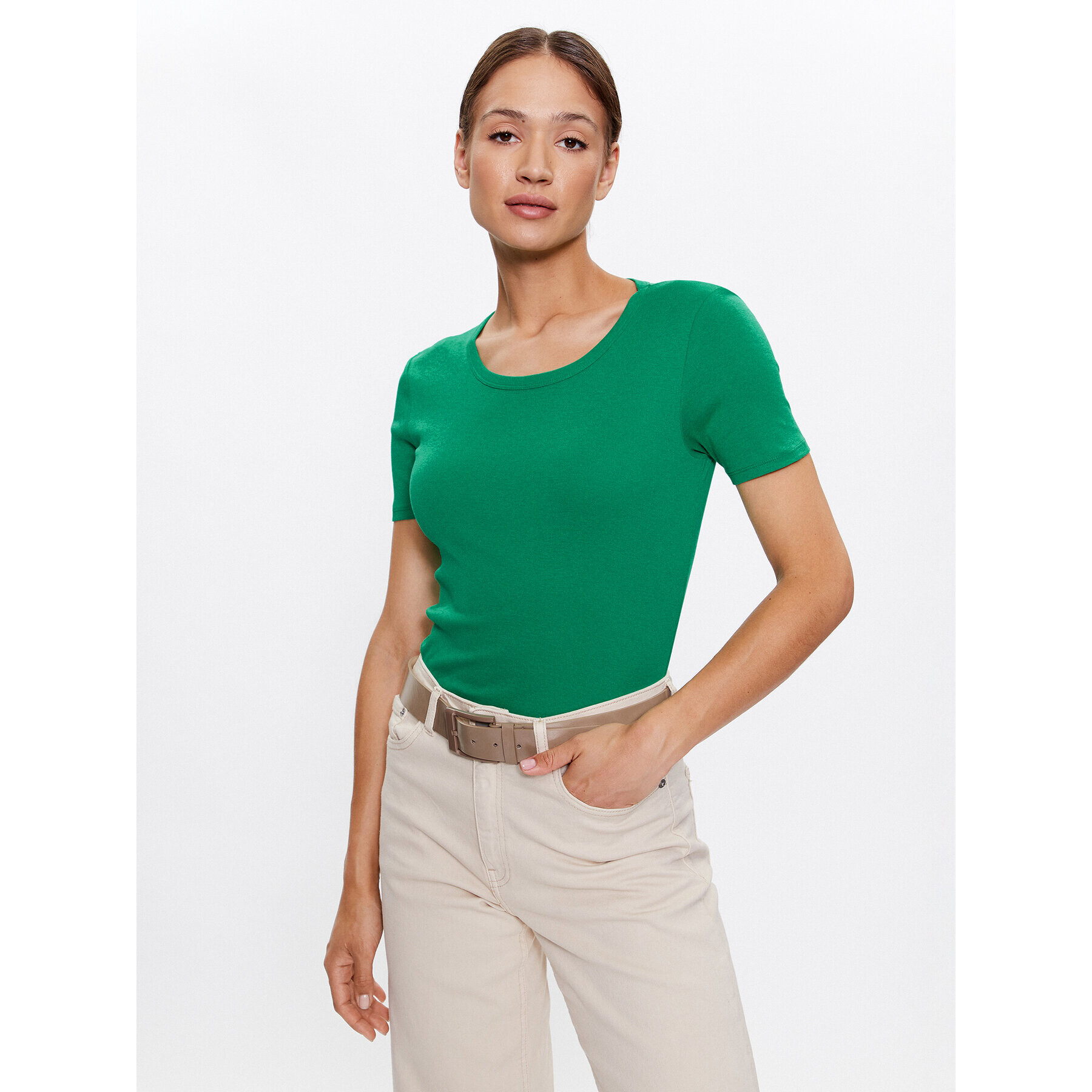 United Colors Of Benetton Tricou 3GA2E16A0 Verde Regular Fit - Pled.ro