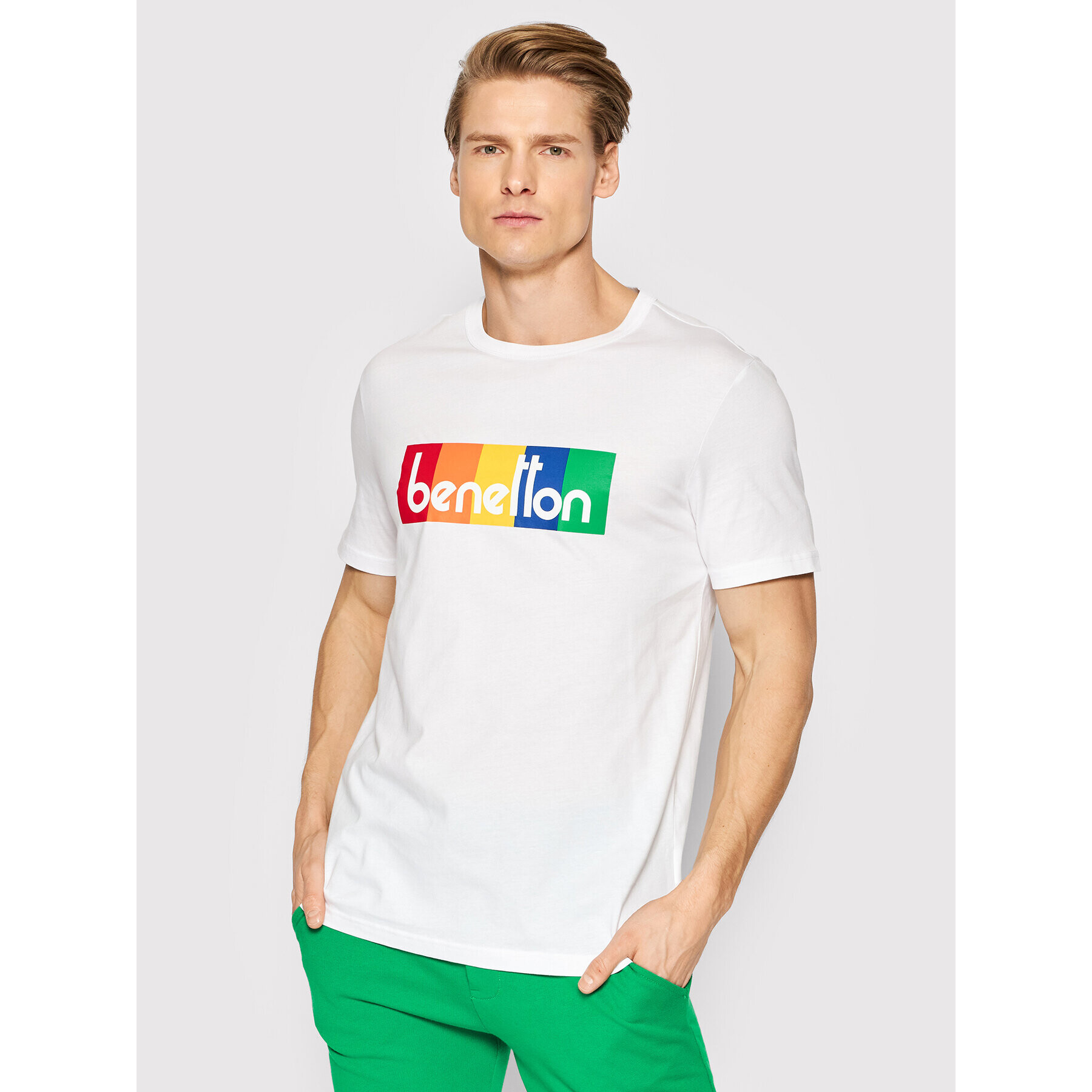 United Colors Of Benetton Tricou 3I1XU100A Alb Regular Fit - Pled.ro