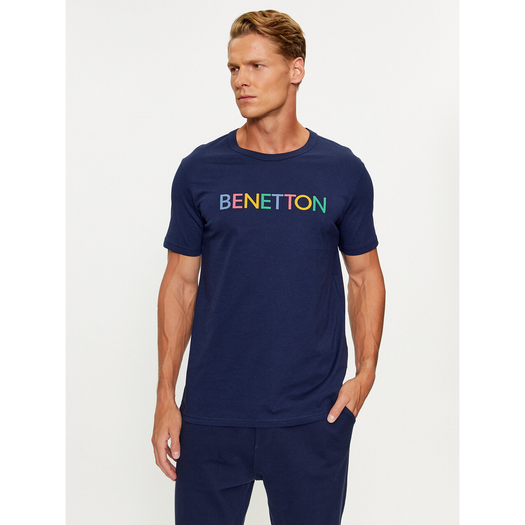 United Colors Of Benetton Tricou 3I1XU100A Bleumarin Regular Fit - Pled.ro