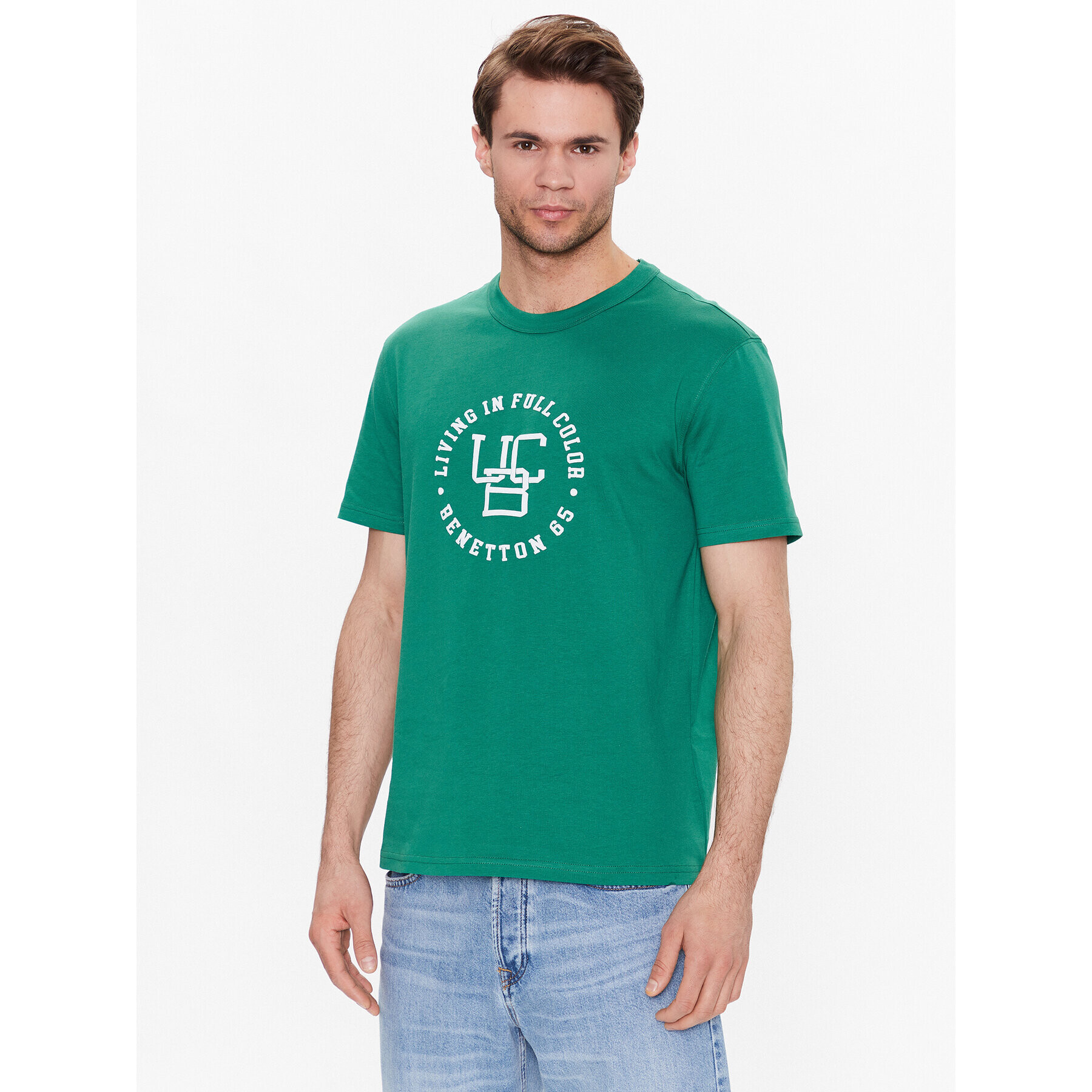 United Colors Of Benetton Tricou 3YR3U1050 Verde Regular Fit - Pled.ro