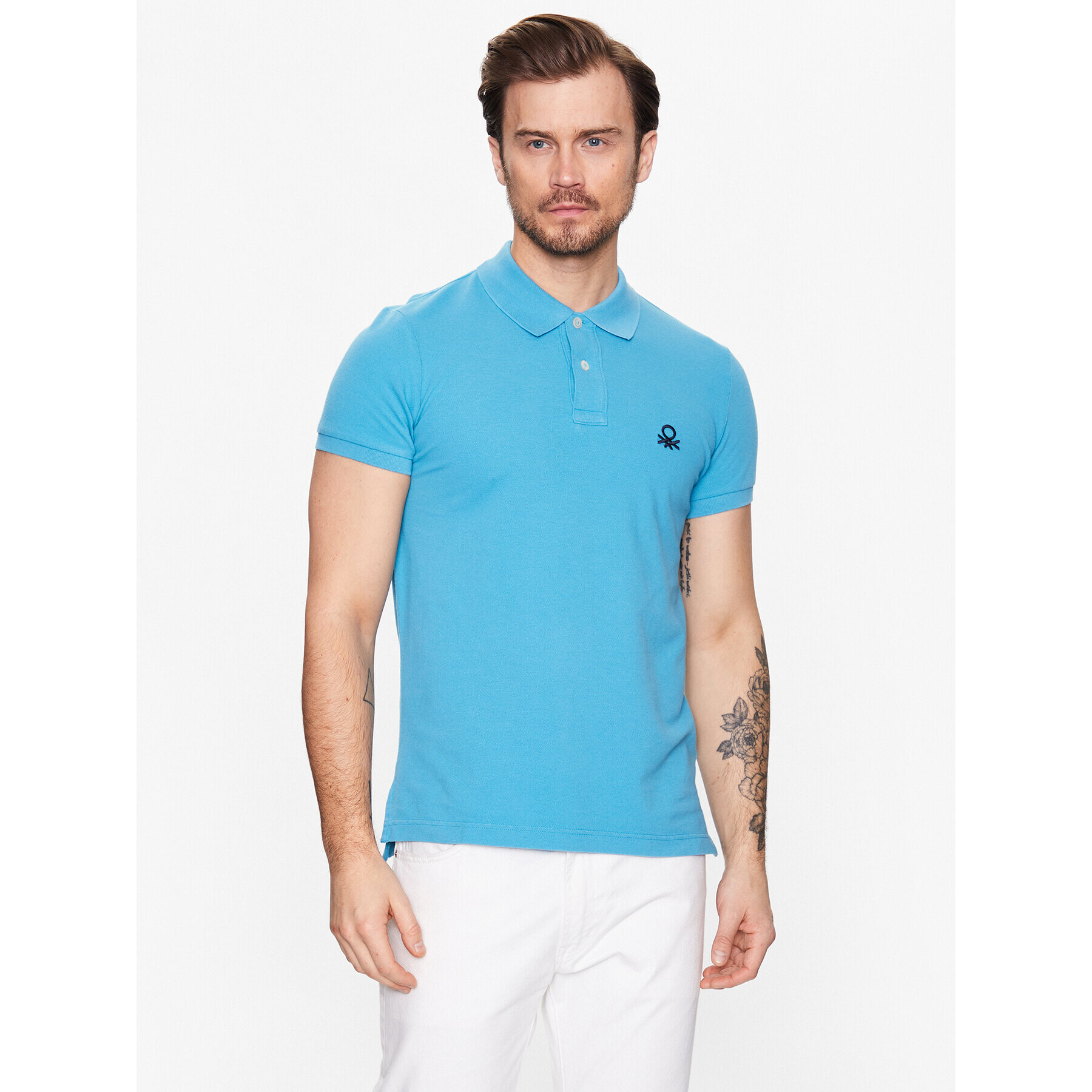 United Colors Of Benetton Tricou polo 3089J3178 Albastru Regular Fit - Pled.ro