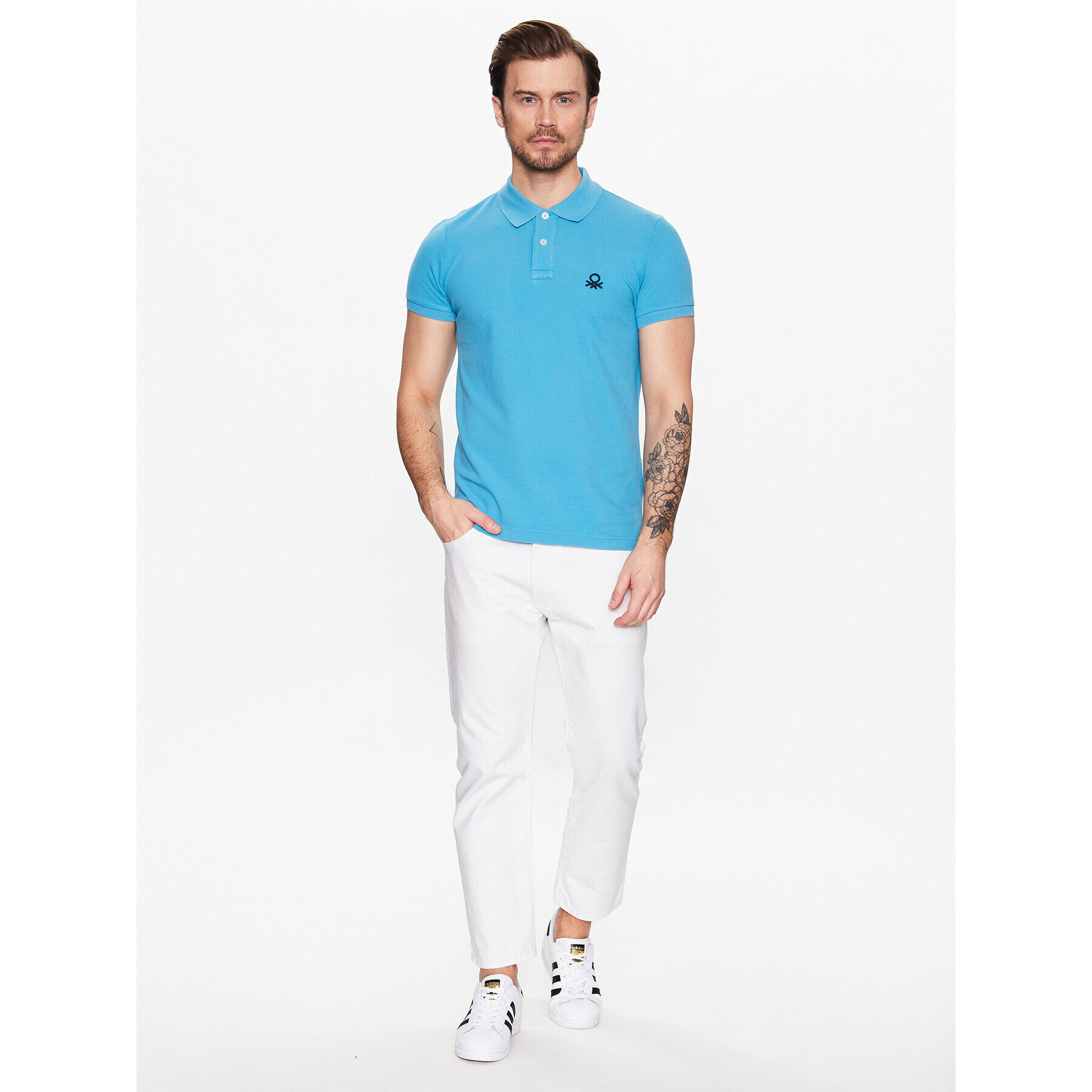 United Colors Of Benetton Tricou polo 3089J3178 Albastru Regular Fit - Pled.ro