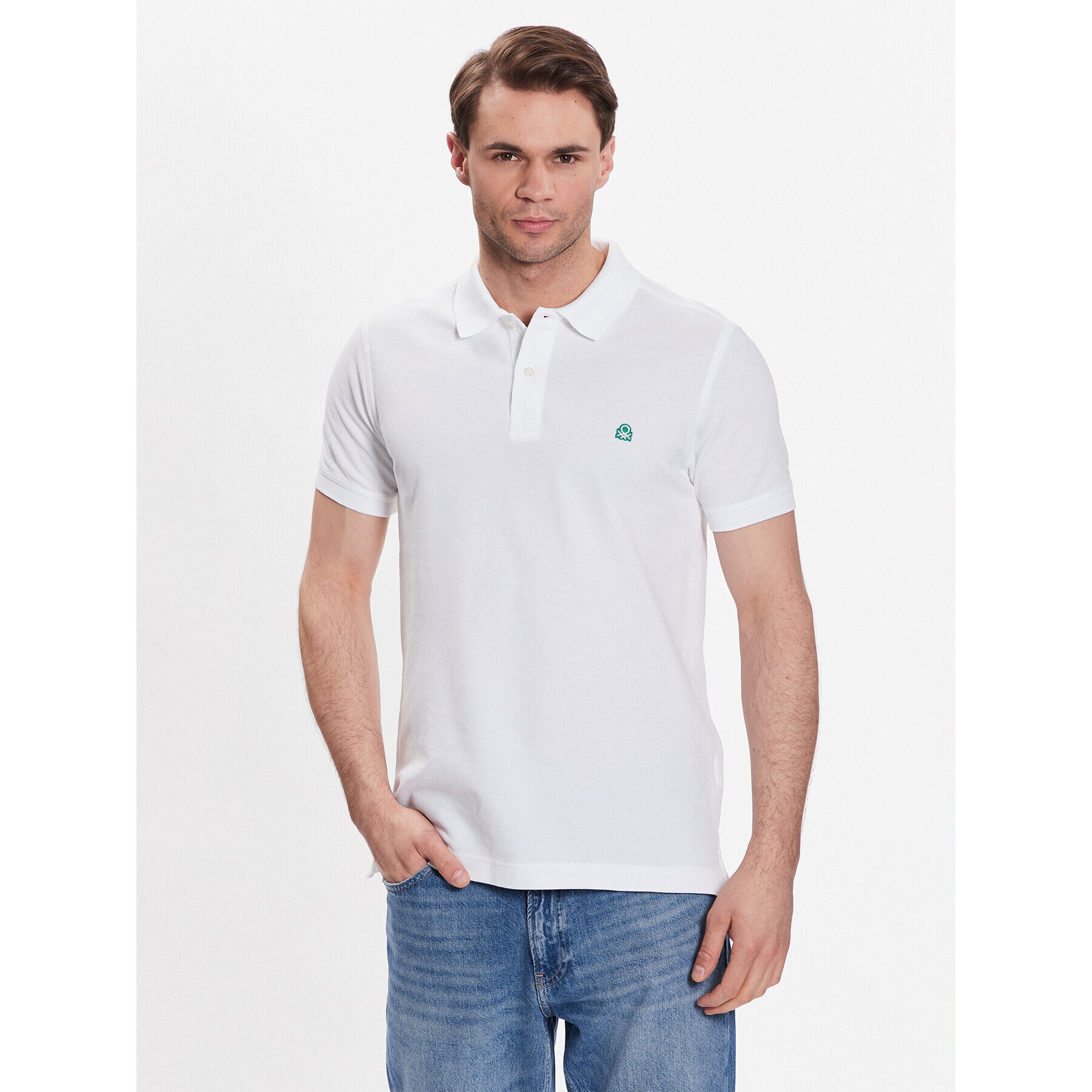 United Colors Of Benetton Tricou polo 3089J3179 Alb Regular Fit - Pled.ro