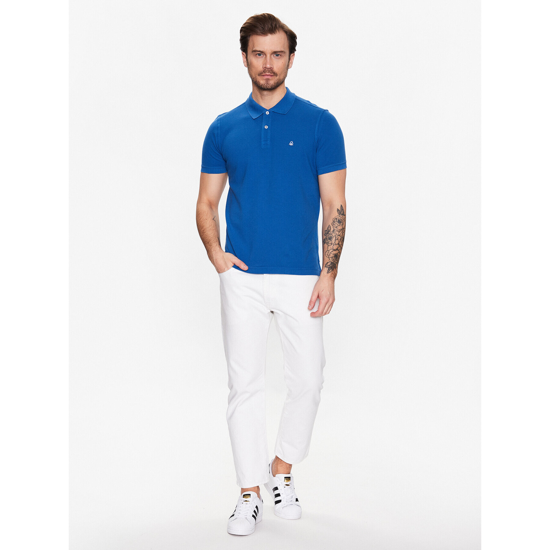 United Colors Of Benetton Tricou polo 3089J3179 Albastru Regular Fit - Pled.ro