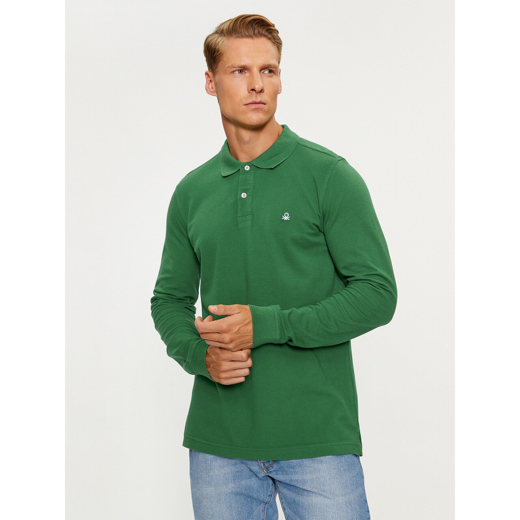 United Colors Of Benetton Tricou polo 3089J3204 Verde Regular Fit - Pled.ro