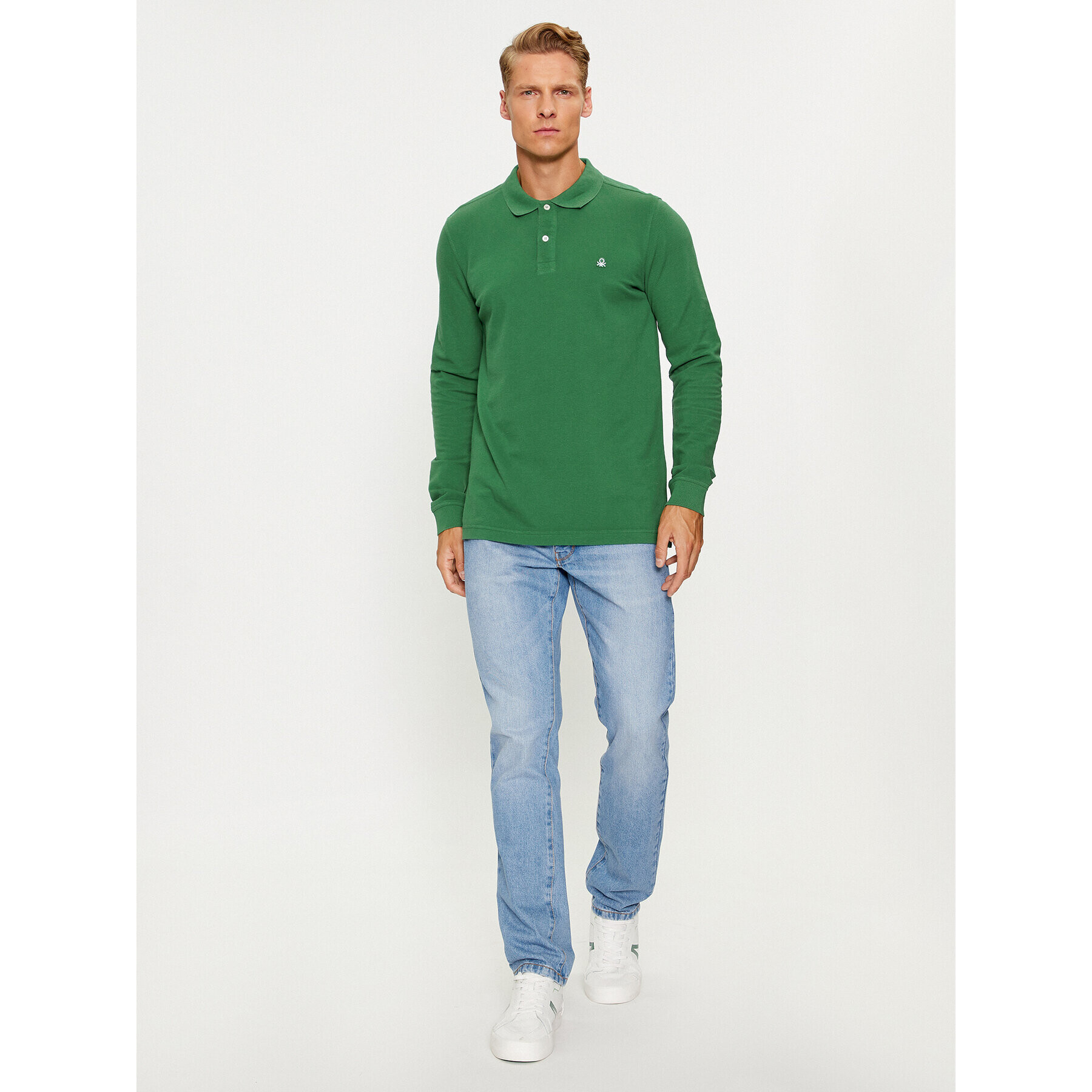 United Colors Of Benetton Tricou polo 3089J3204 Verde Regular Fit - Pled.ro