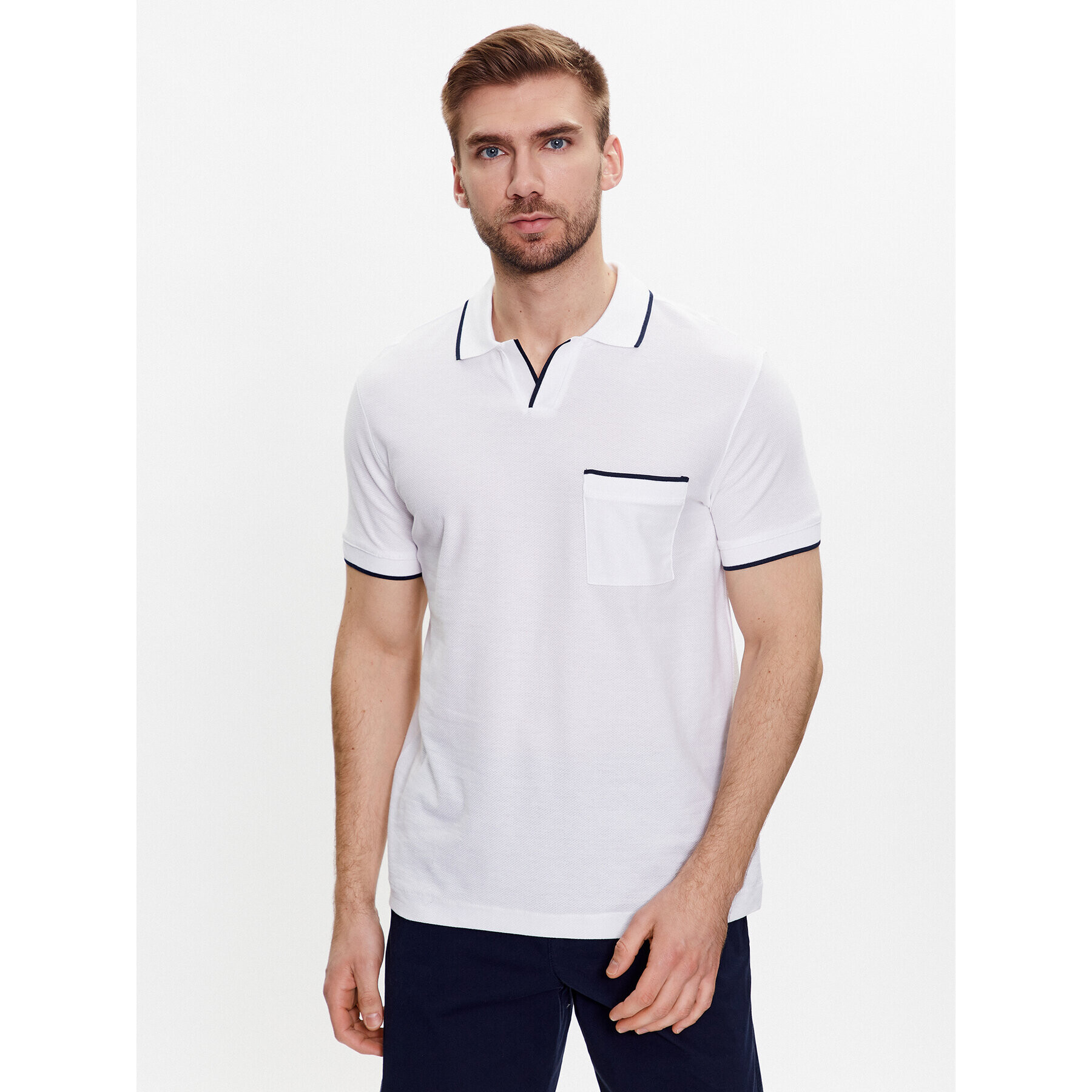 United Colors Of Benetton Tricou polo 34KAU300B Alb Regular Fit - Pled.ro