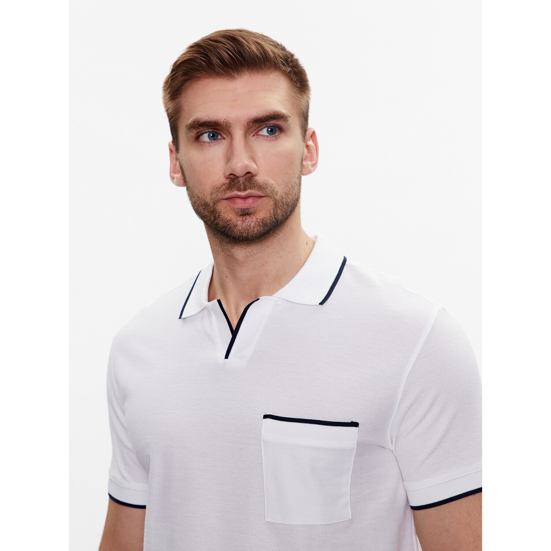 United Colors Of Benetton Tricou polo 34KAU300B Alb Regular Fit - Pled.ro