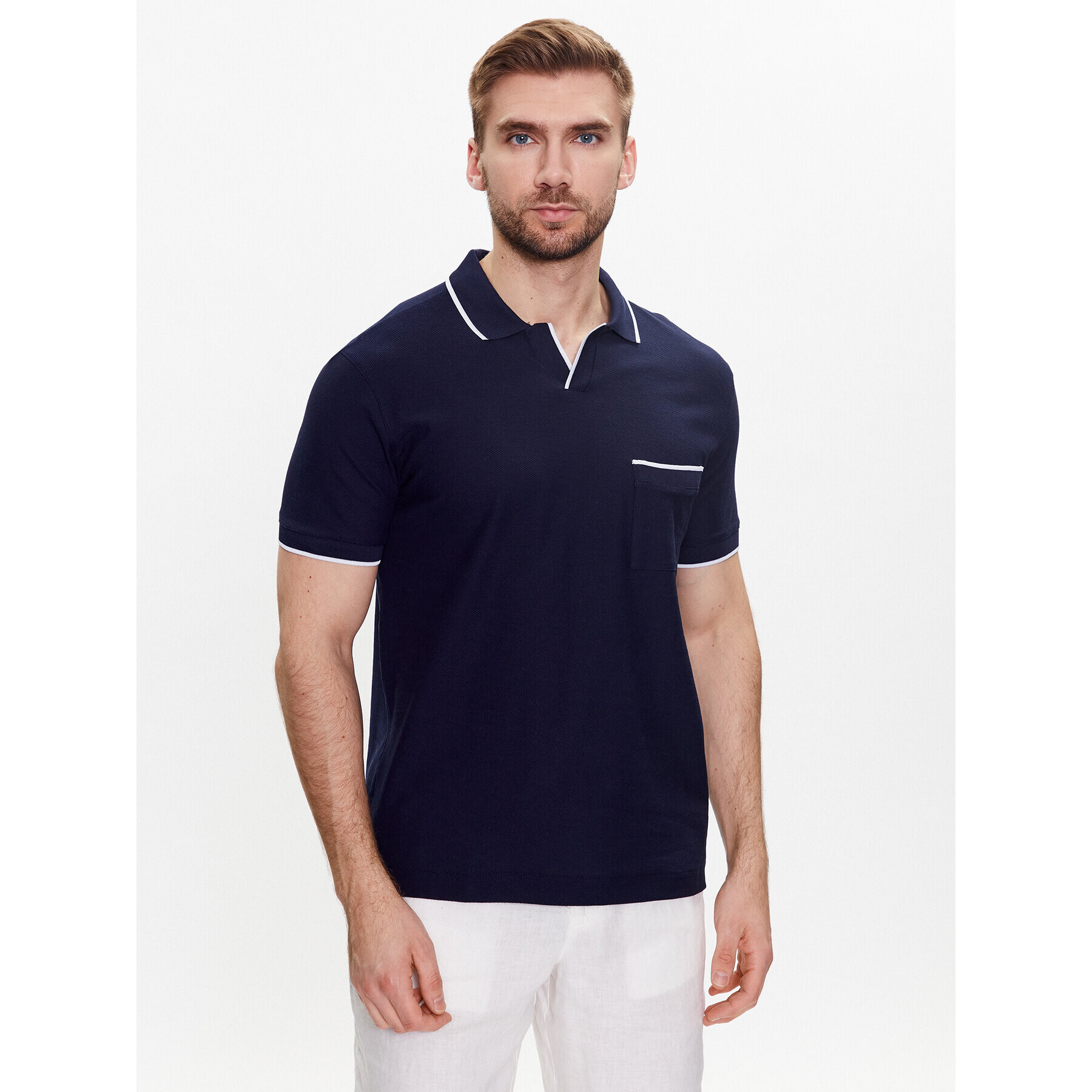 United Colors Of Benetton Tricou polo 34KAU300B Bleumarin Regular Fit - Pled.ro