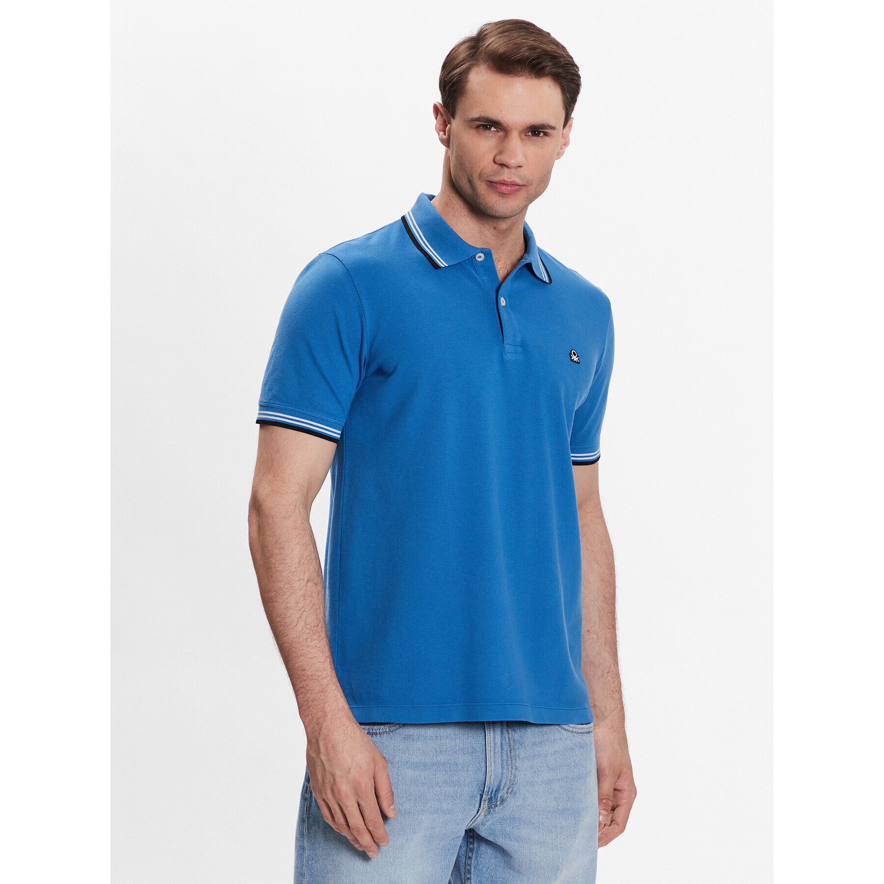 United Colors Of Benetton Tricou polo 3WG9J3181 Albastru Regular Fit - Pled.ro