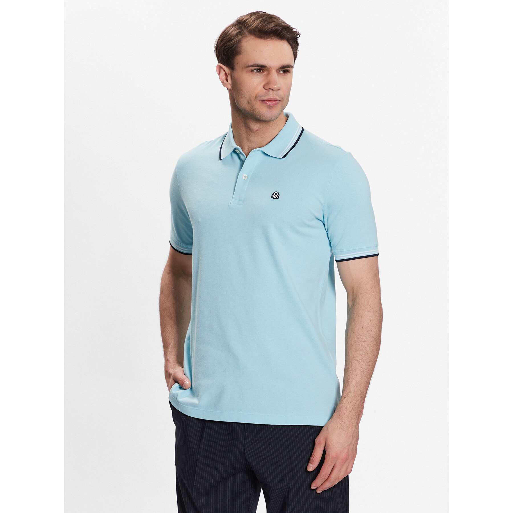 United Colors Of Benetton Tricou polo 3WG9J3181 Albastru Regular Fit - Pled.ro