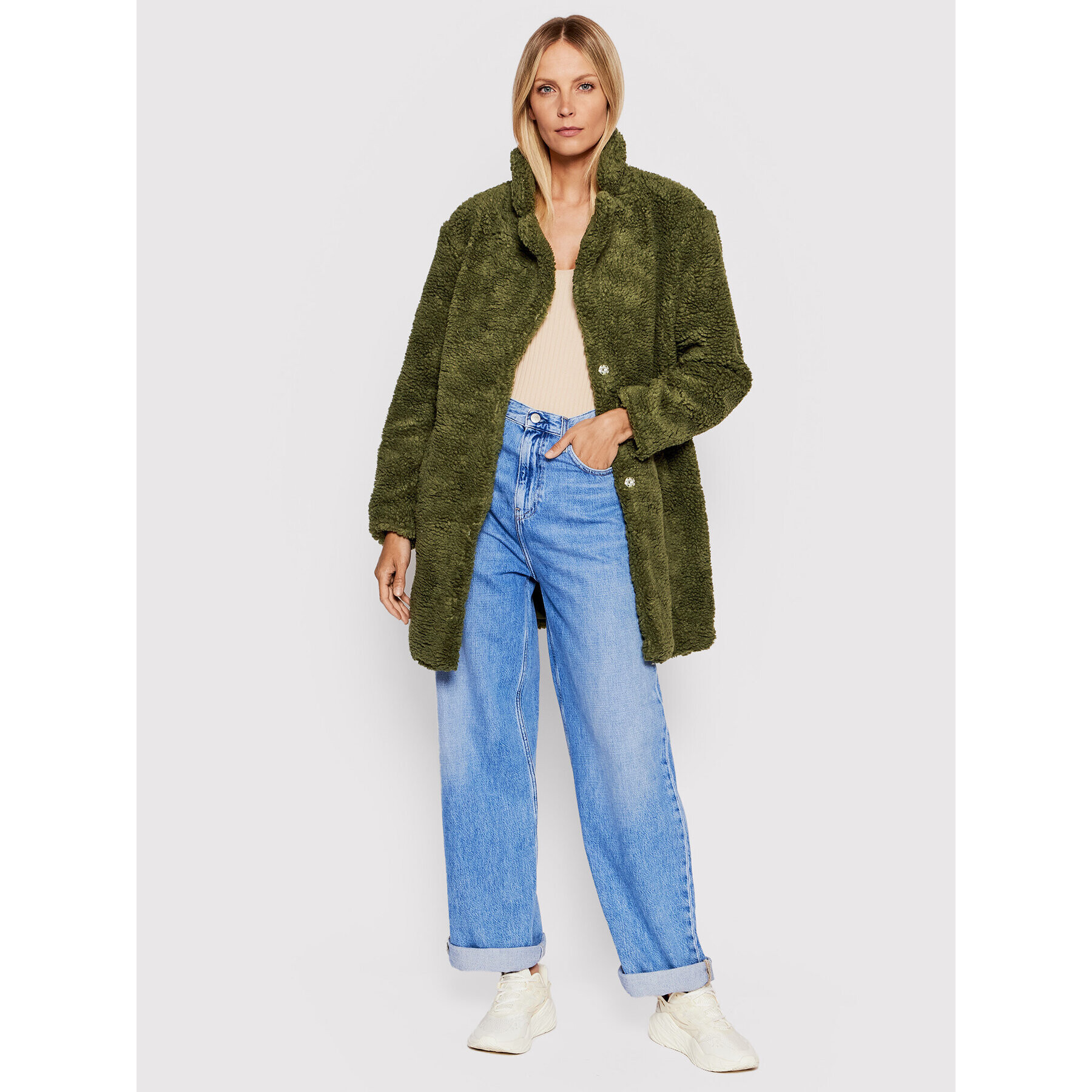 Urban Classics Cojoc Sherpa TB3058 Verde Oversize - Pled.ro