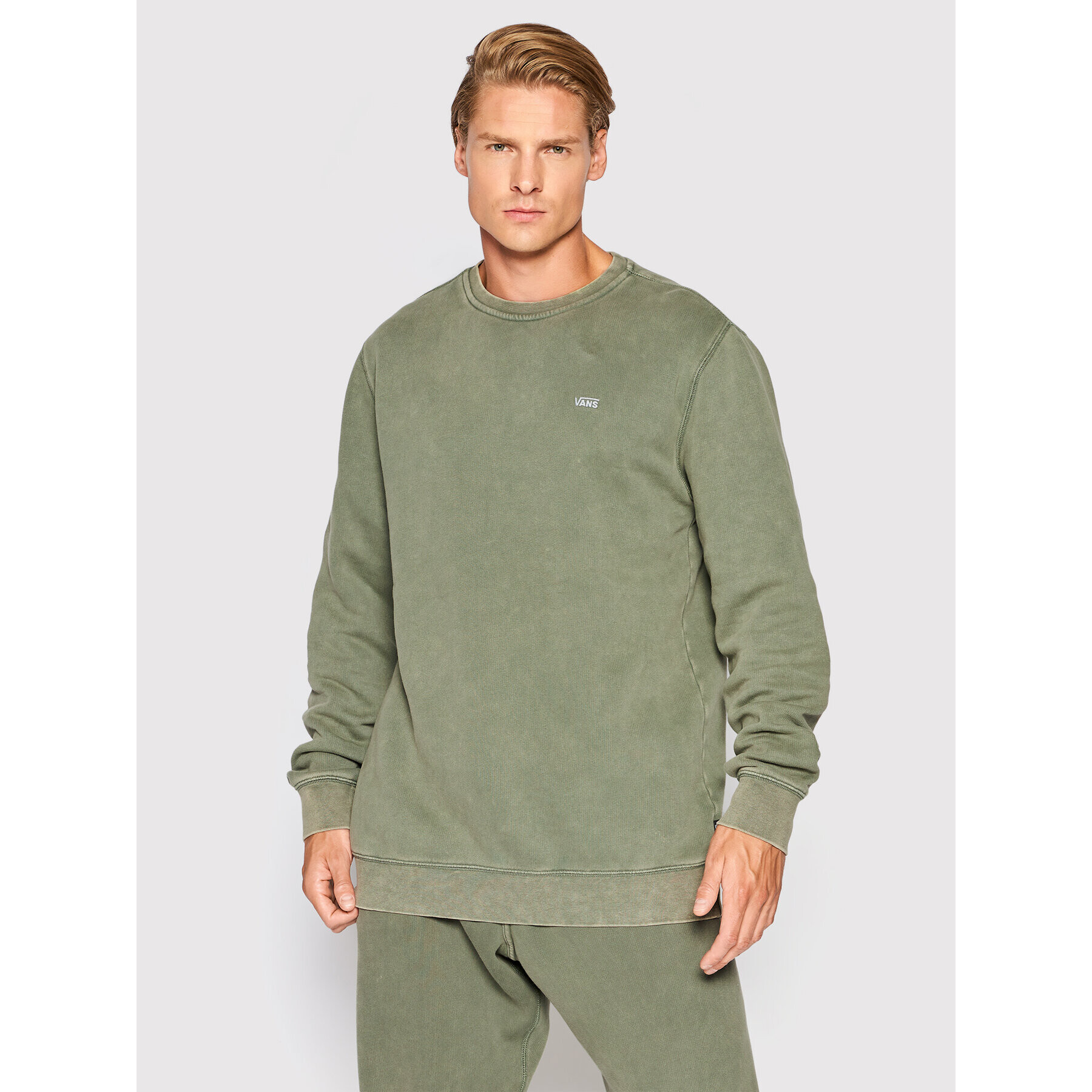 Vans Bluză ComfyCush Wash Crew VN00062T Verde Relaxed Fit - Pled.ro