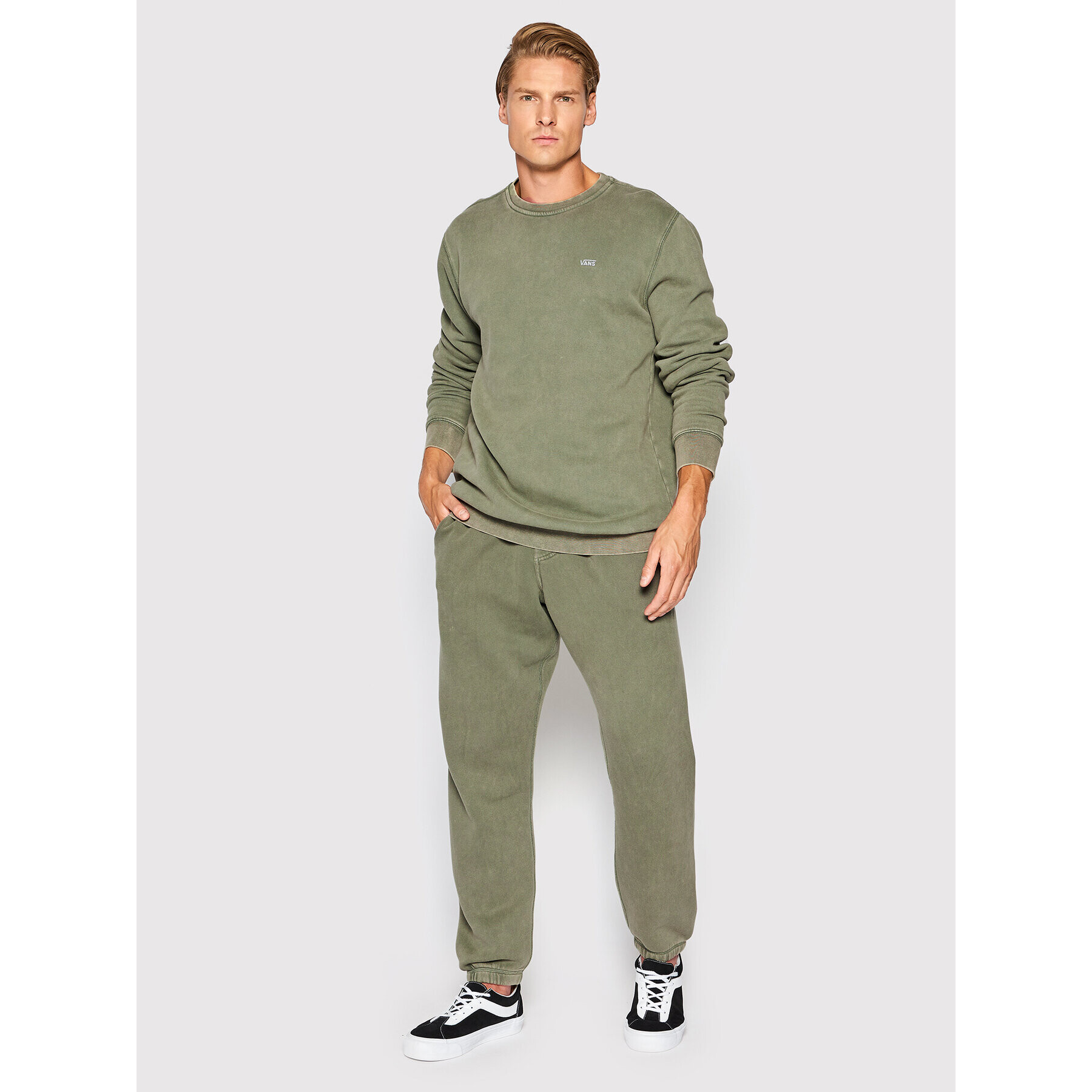 Vans Bluză ComfyCush Wash Crew VN00062T Verde Relaxed Fit - Pled.ro