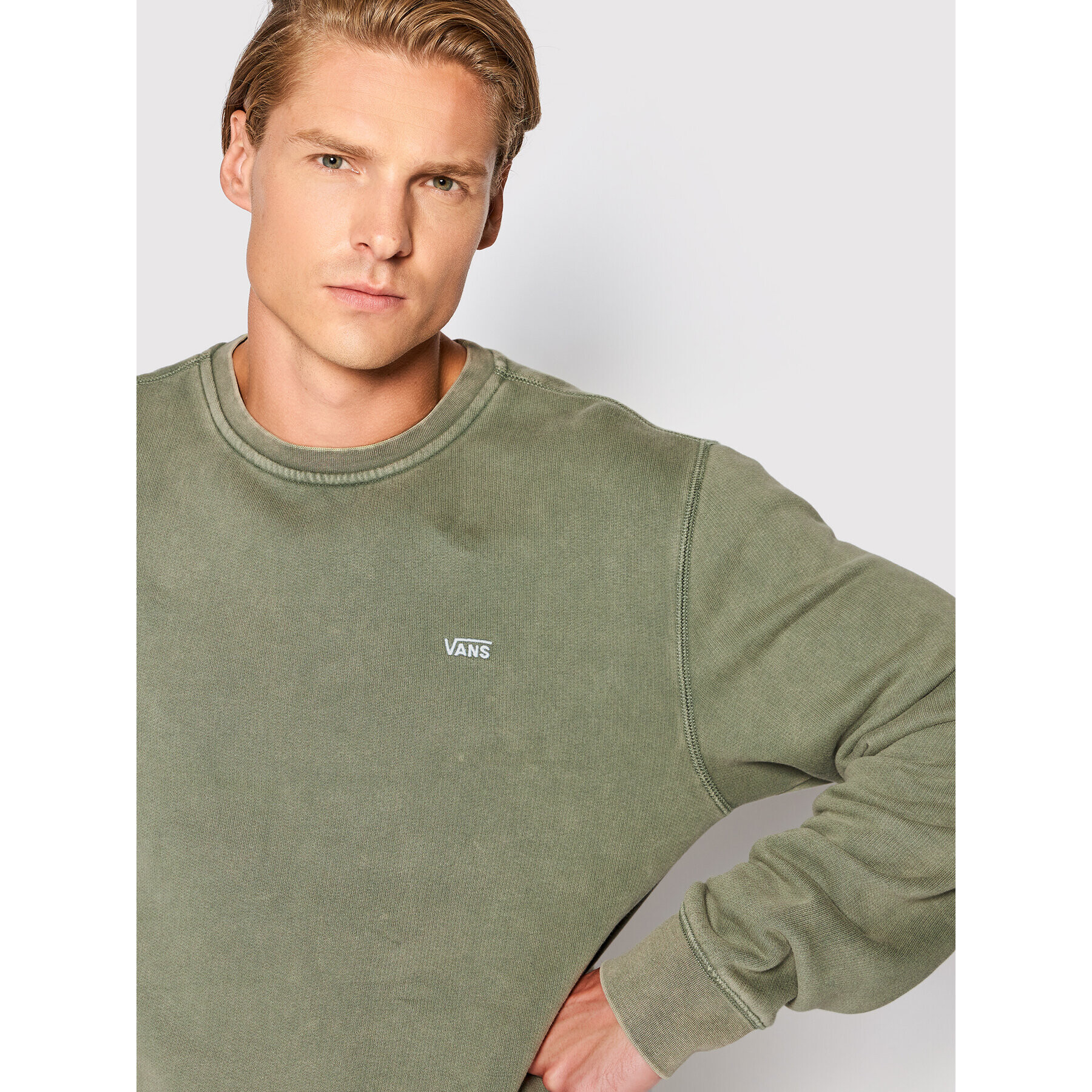 Vans Bluză ComfyCush Wash Crew VN00062T Verde Relaxed Fit - Pled.ro