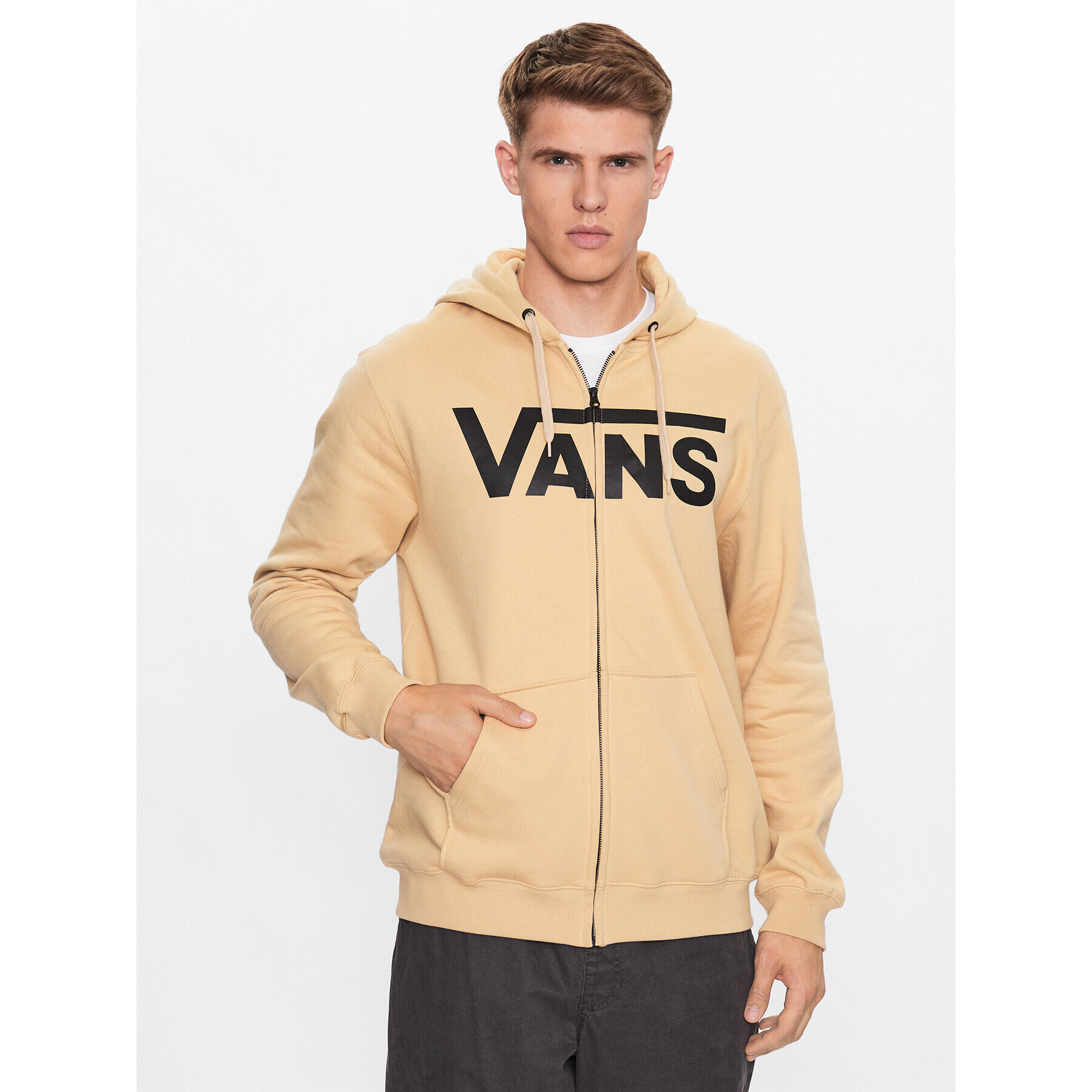 Vans Bluză Mn Classic Zip Hoodie Ii VN0A456C Bej Classic Fit - Pled.ro