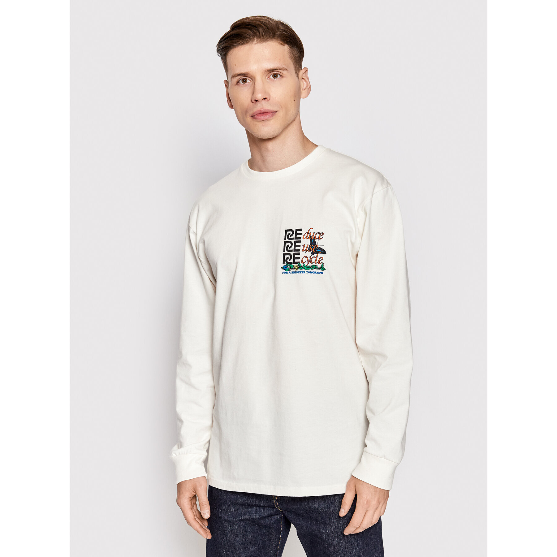 Vans Longsleeve Eco Positivity VN0A7PMH Alb Regular Fit - Pled.ro