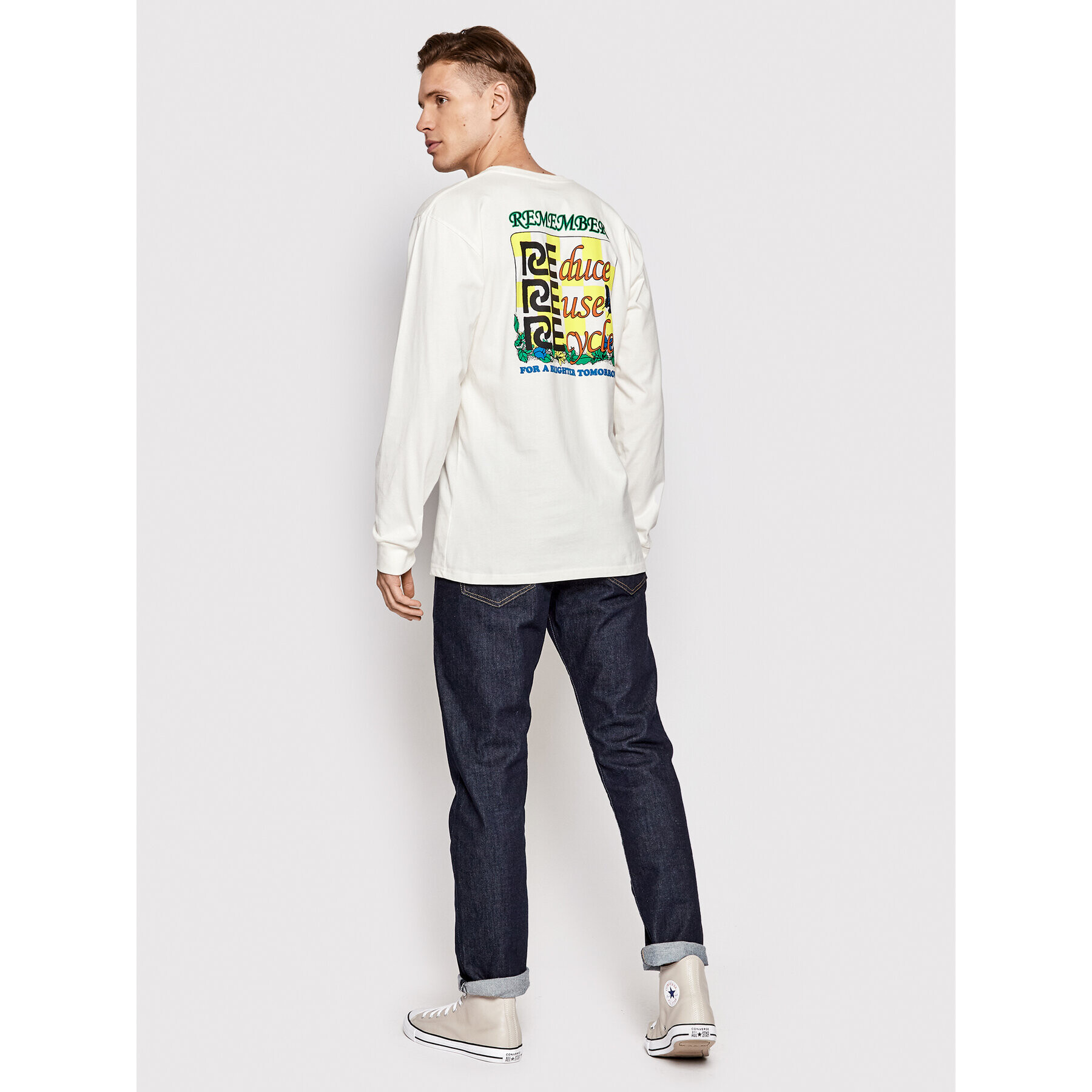 Vans Longsleeve Eco Positivity VN0A7PMH Alb Regular Fit - Pled.ro