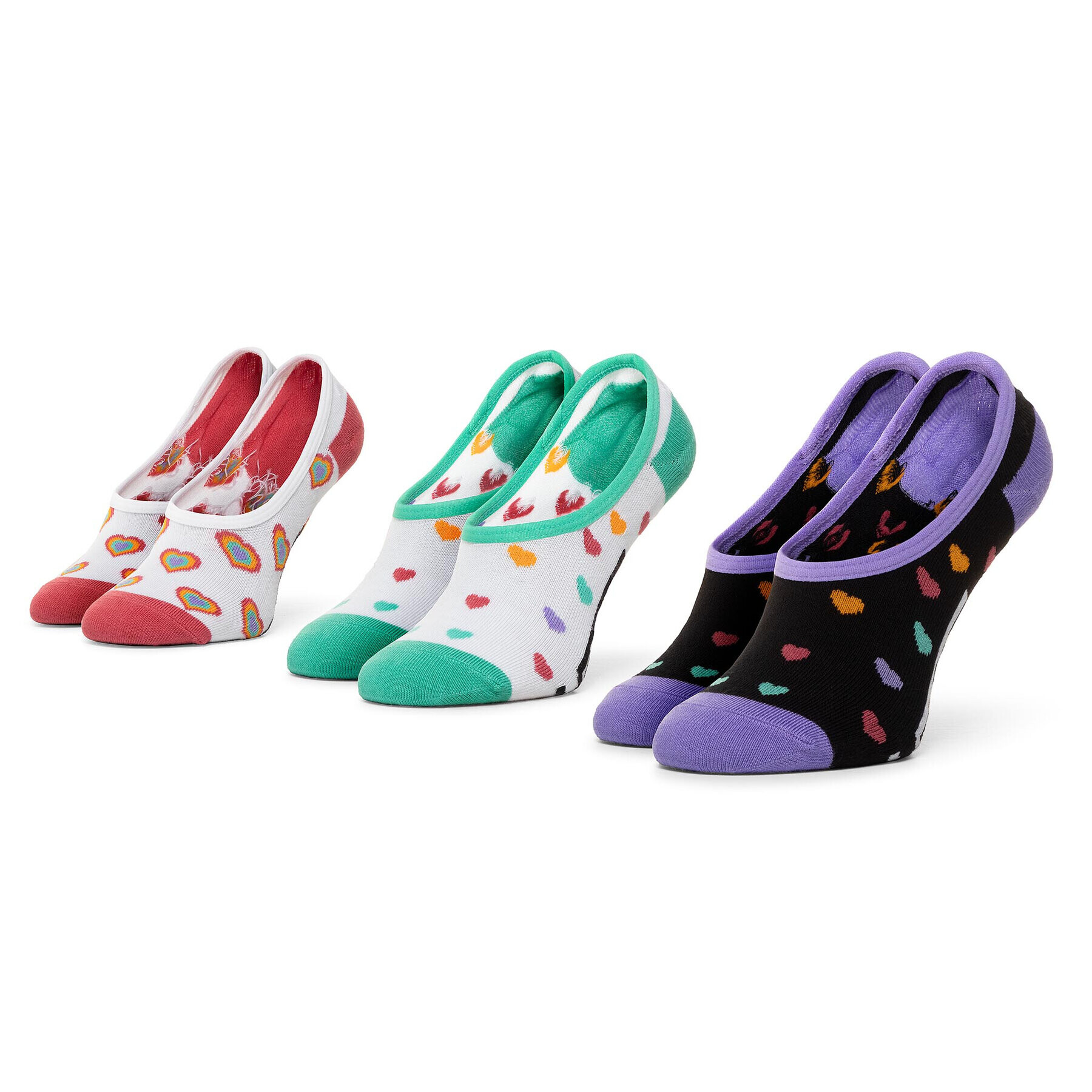 Vans Set de 3 perechi de șosete scurte pentru copii Wm Rainbow Hearts Canoodle VN0A4S7X4481 r.315-36 Alb - Pled.ro