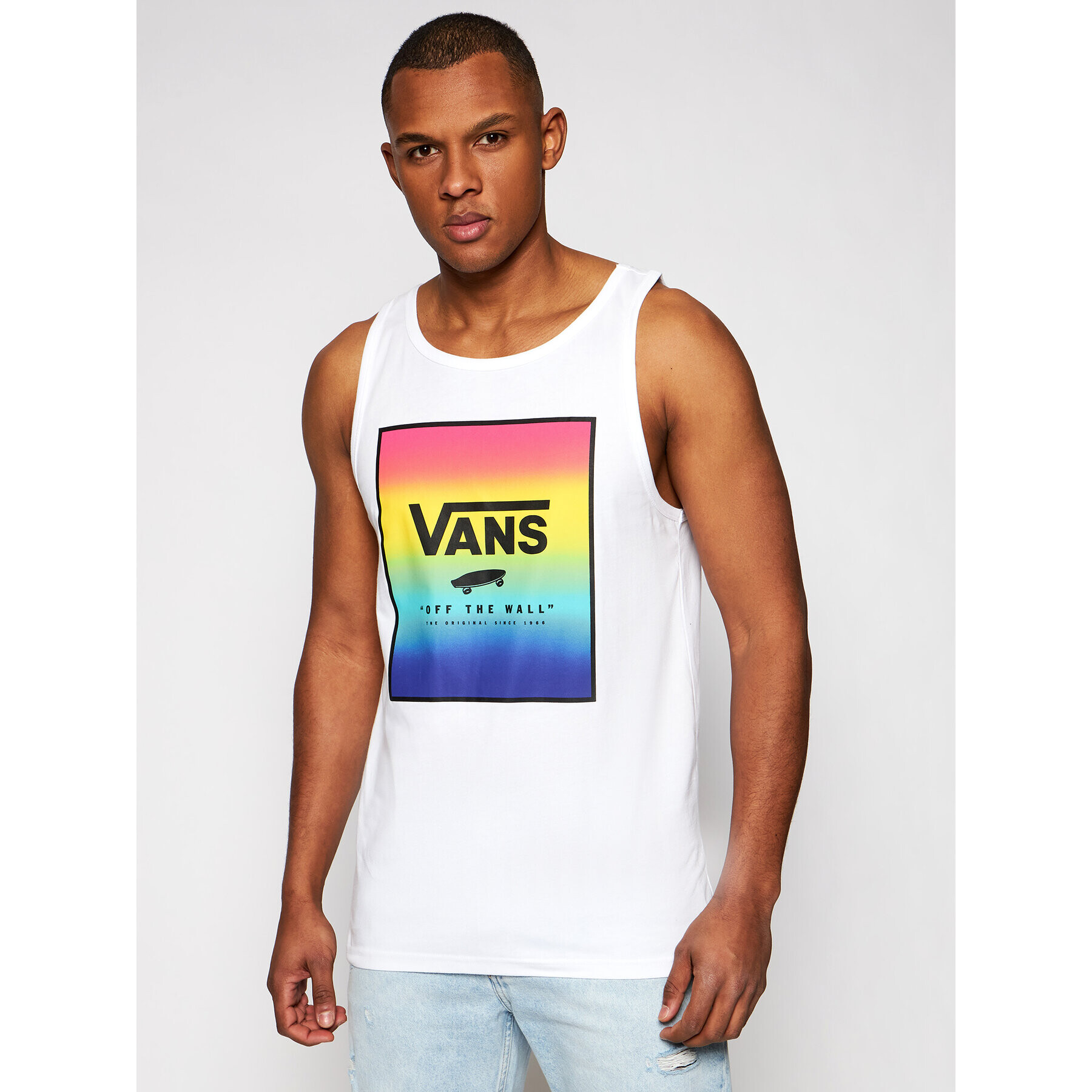 Vans Tank top Print Box VN0A31EX Alb Classic Fit - Pled.ro