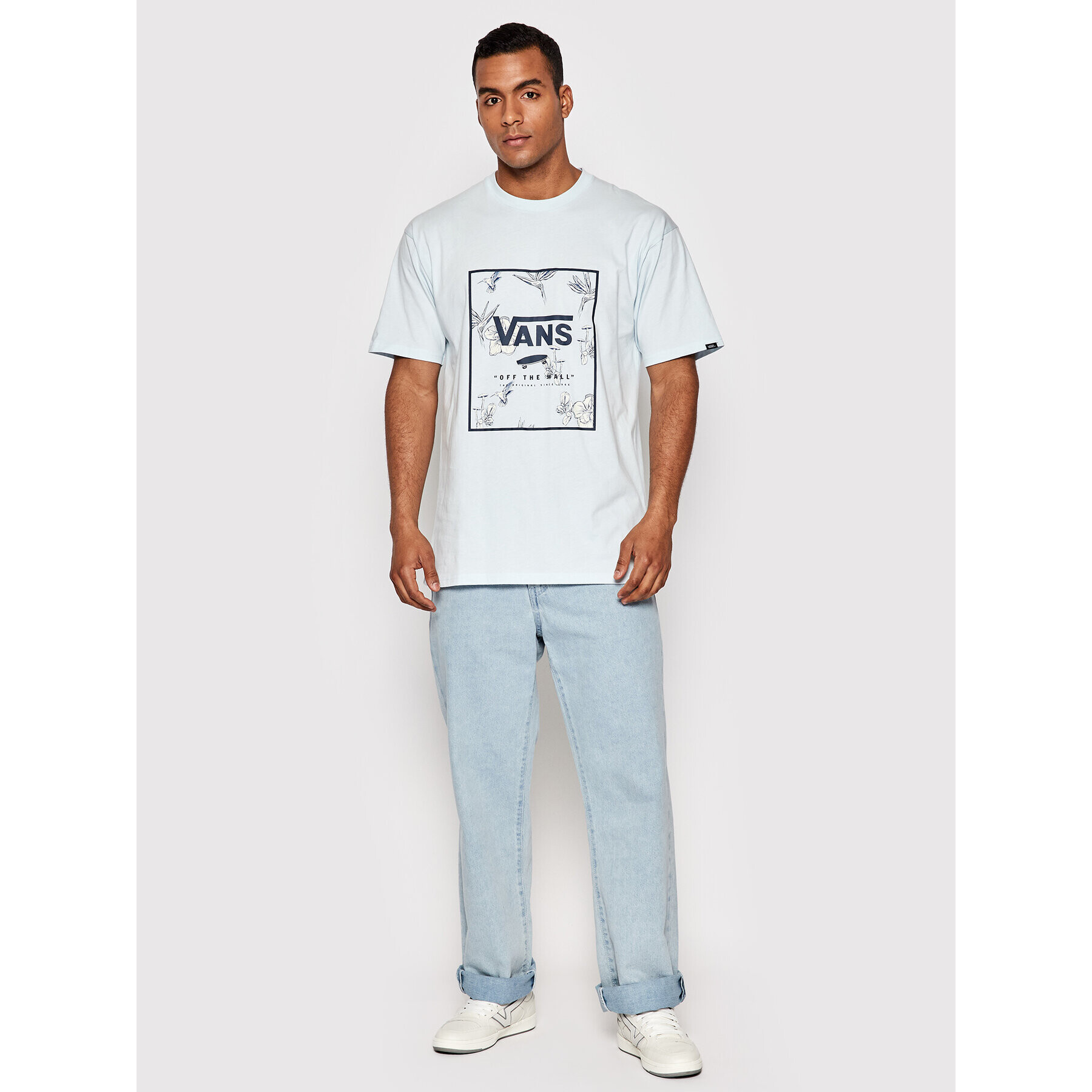 Vans Tricou Classic Print VN0A5E7Y Albastru Classic Fit - Pled.ro