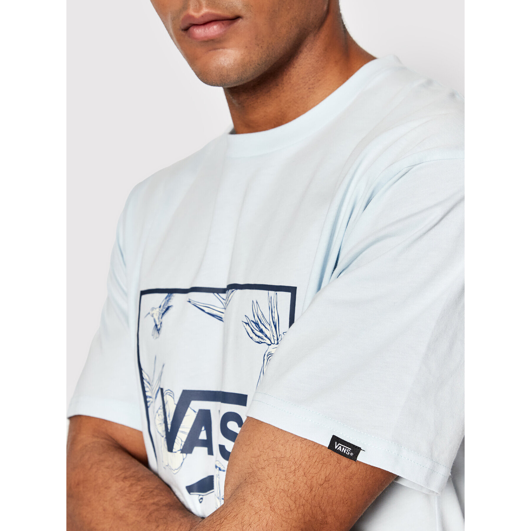 Vans Tricou Classic Print VN0A5E7Y Albastru Classic Fit - Pled.ro