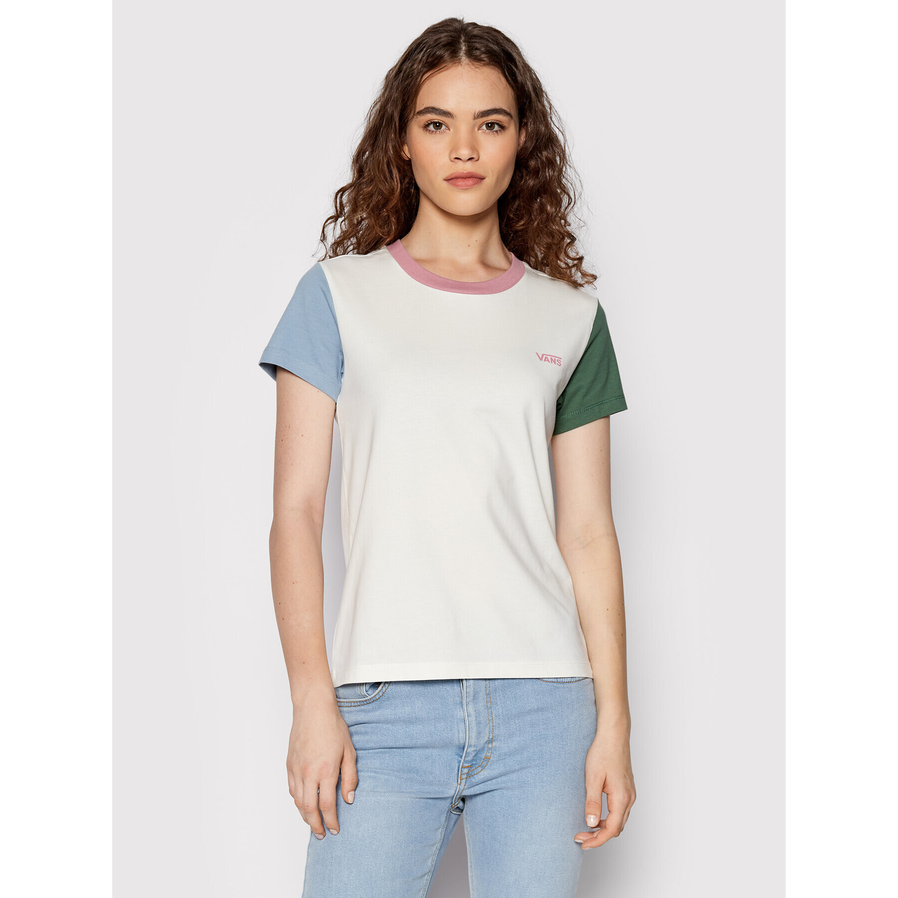 Vans Tricou Colorblock VN0A5I9D Bej Regular Fit - Pled.ro