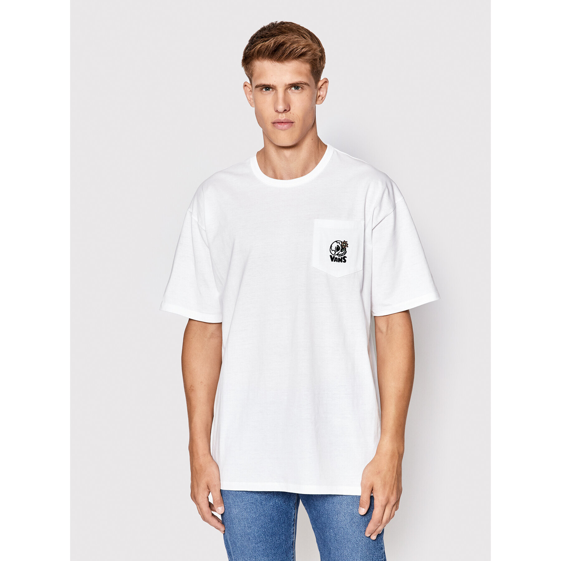 Vans Tricou Off The Wall VN0A5KGC Alb Classic Fit - Pled.ro