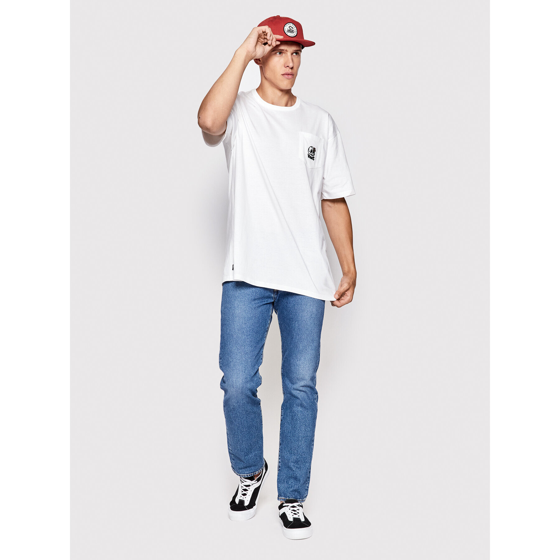 Vans Tricou Off The Wall VN0A5KGC Alb Classic Fit - Pled.ro