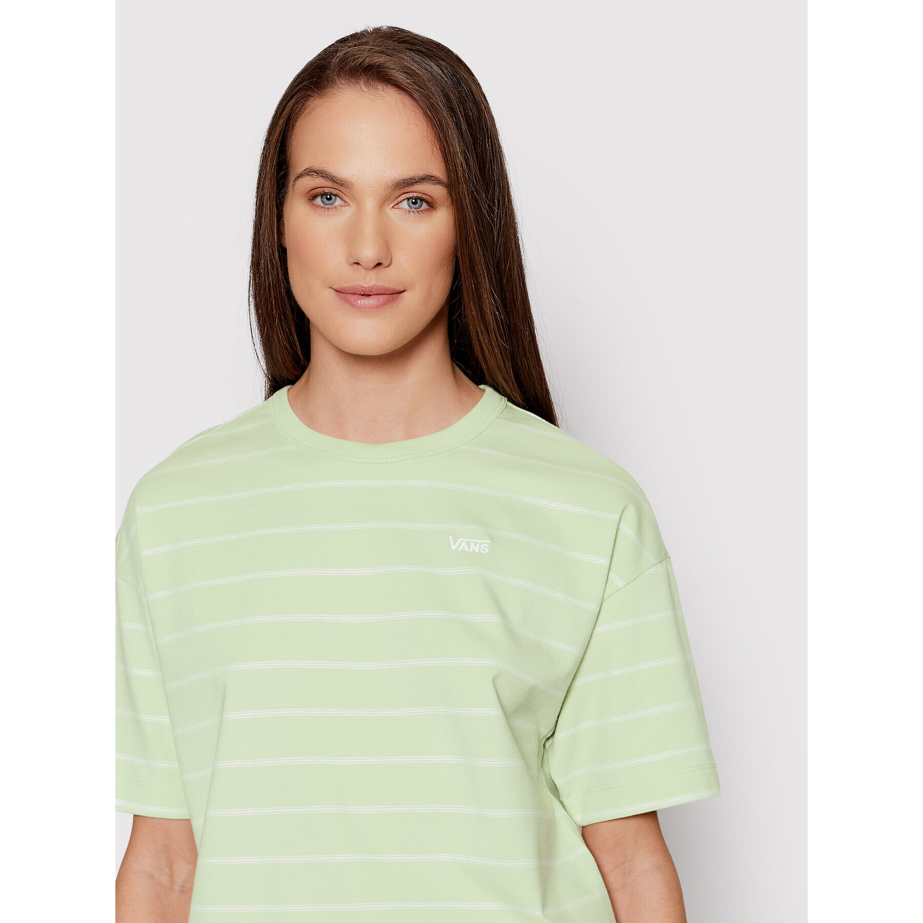 Vans Tricou Time Off Stripe VN0A5LK8 Verde Relaxed Fit - Pled.ro